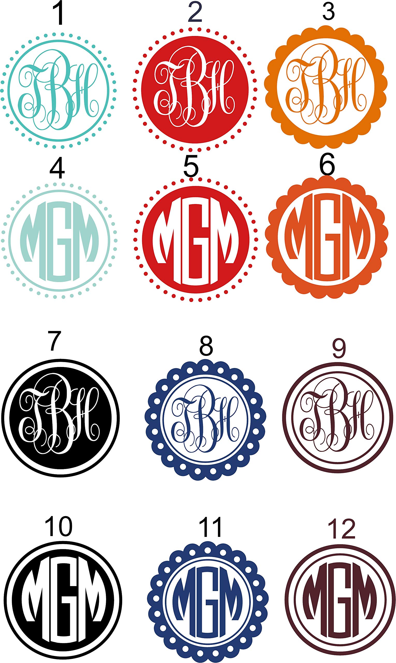 Iron On Monogram in Circle for T- Shirts; Room Decorations and Accessories (Black, 3 x 3 Inches)