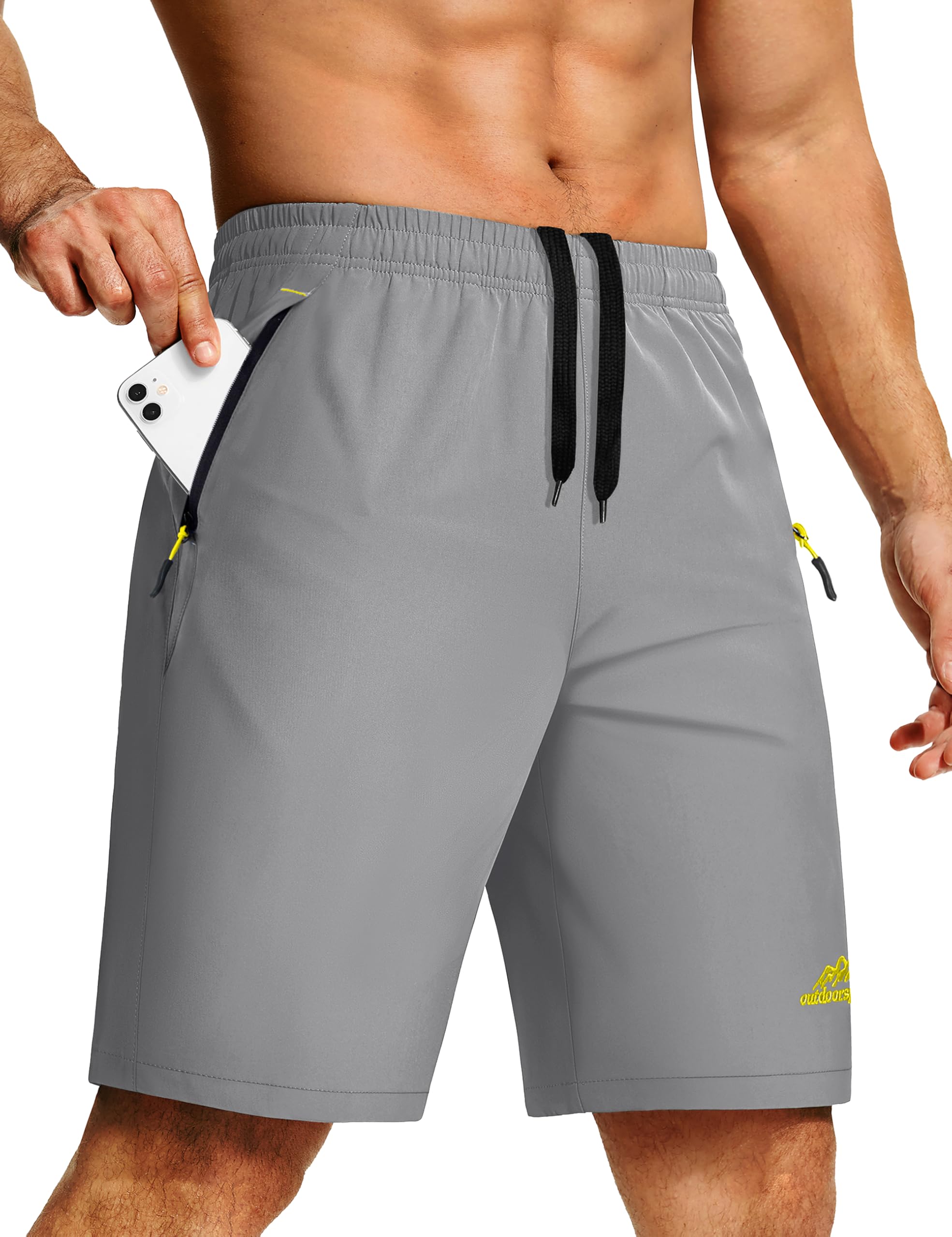 TACVASEN Sporthose Herren Kurz Schnelltrocknend Laufshorts Leicht Sommer Gym Joggingshorts mit Reißverschlusstaschen