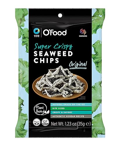 Chung Jung One O'Food - Chips de algas marinas súper crujientes, naturales, para llevar, tamaño de bocado, crujiente y sabroso aperitivo coreano