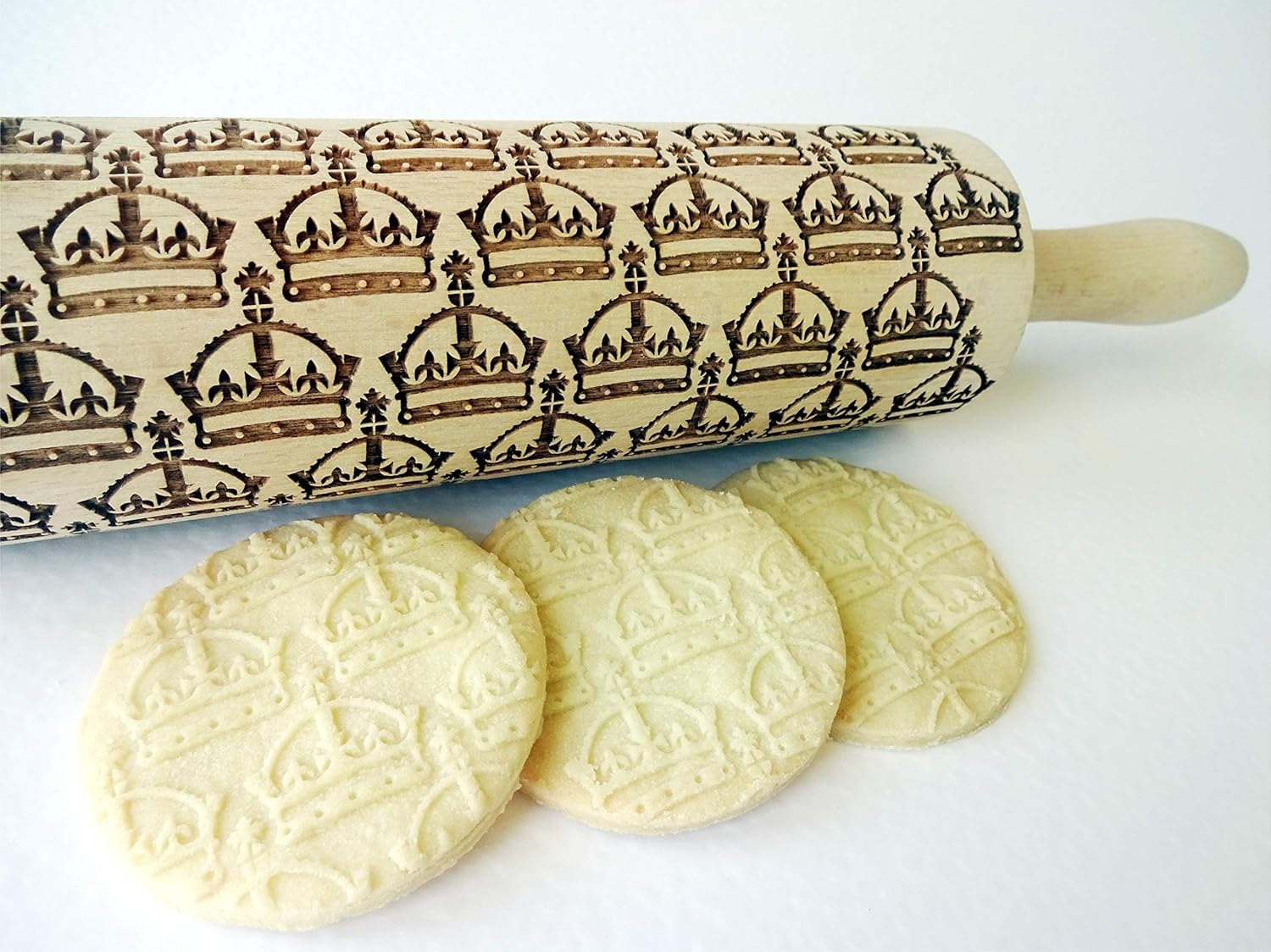 Embossing Rolling Pin CROWNS. Laser engraved rolling pin with CROWNS
