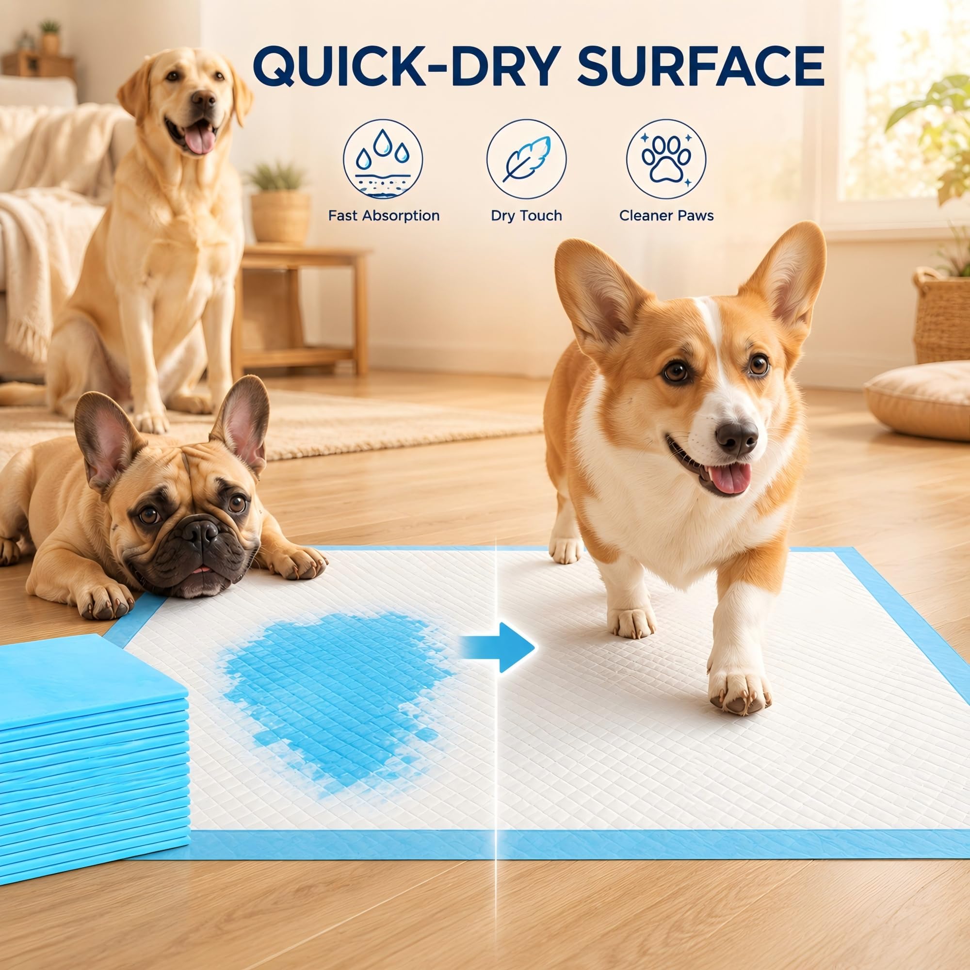 Boscute Almohadillas de entrenamiento para perros superabsorbentes y a prueba de fugas, tamaño jumbo, 36 x 36 pulgadas, almohadillas de entrenamiento desechables gruesas de secado rápido para