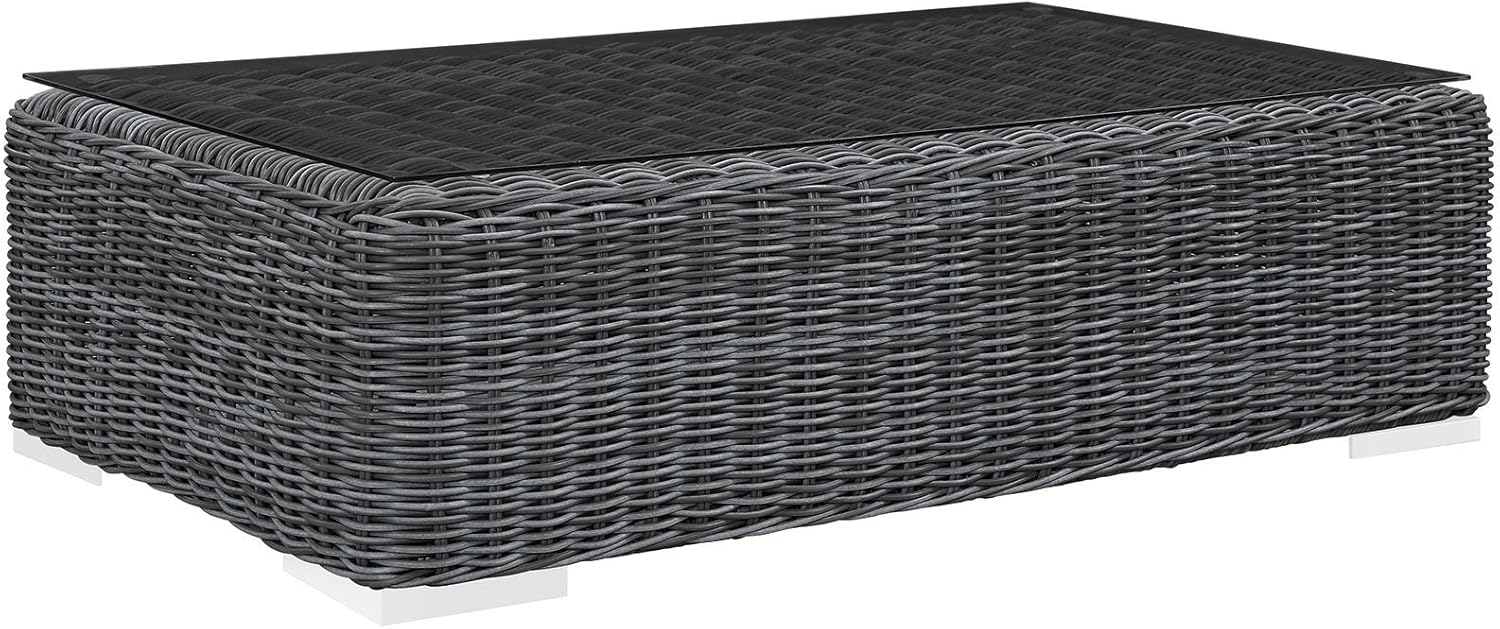 Modway Summon Wicker Rattan Outdoor Patio Coffee Table in Gray