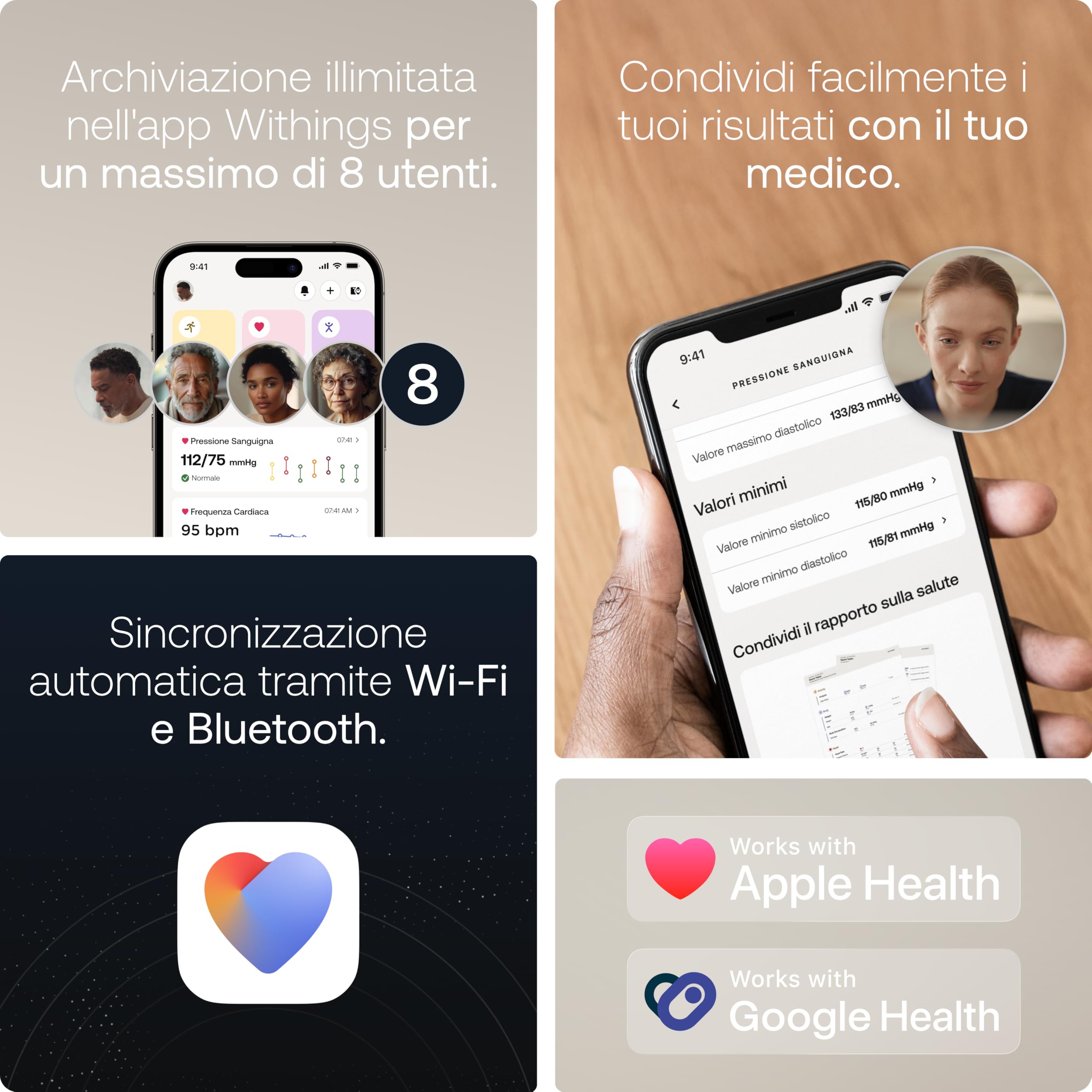 Withings BPM Vision - Monitor intelligente della pressione sanguigna | Dispositivo di monitoraggio cardiaco con ECG e rilevamento della fibrillazione auricolare | Wi-Fi e Bluetooth | iOS e Android | 2-in-1: pressione e ECG 30 sec (FA), dispositivo conness