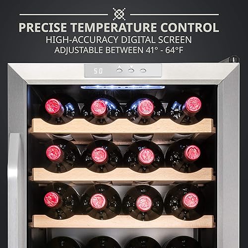 Miniatura 5 de Ivation Refrigerador de vino con compresor de 28 botellas  Gran bodega independiente para vino tinto blanco champán o vino espumoso  Refrigerador