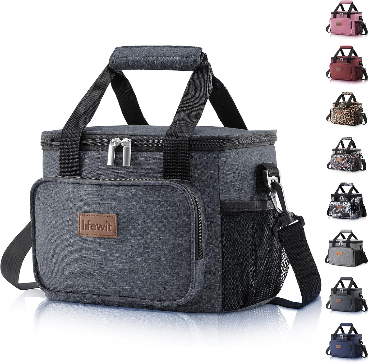 Lifewit Lonchera mediana aislada, suave y refrigerante, para adultos, hombres y mujeres, gris oscuro, 12 latas (9L)