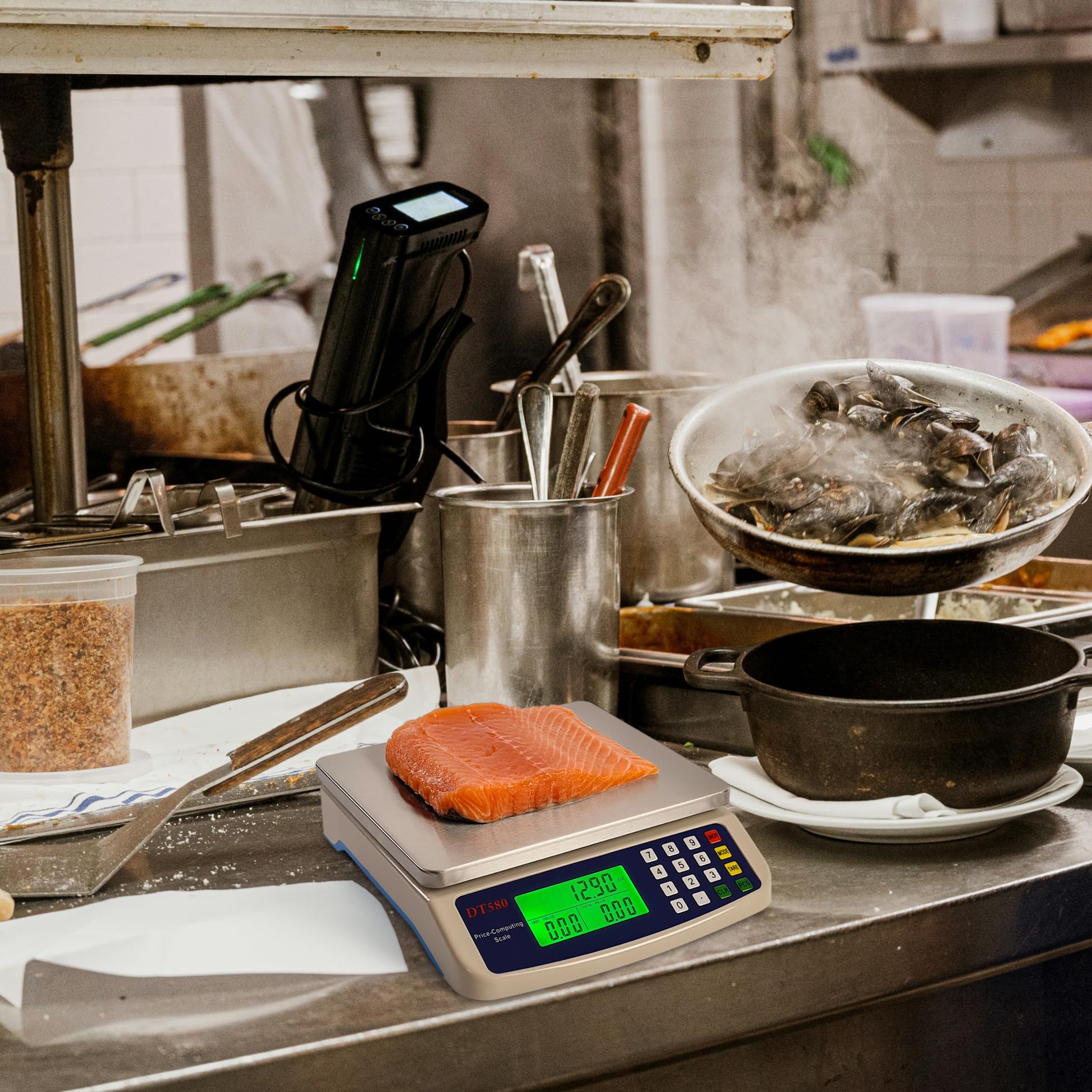 Eosphorus Handelsübliche Lebensmittelwaage, 40 kg, Küchenwaage, Deli-Waage, digitale Fleischwaage, Preis-Computing, Lebensmittelmarkt, Restaurant, Wiegen von Pfund, Unzen, Kilogramm, Gramm
