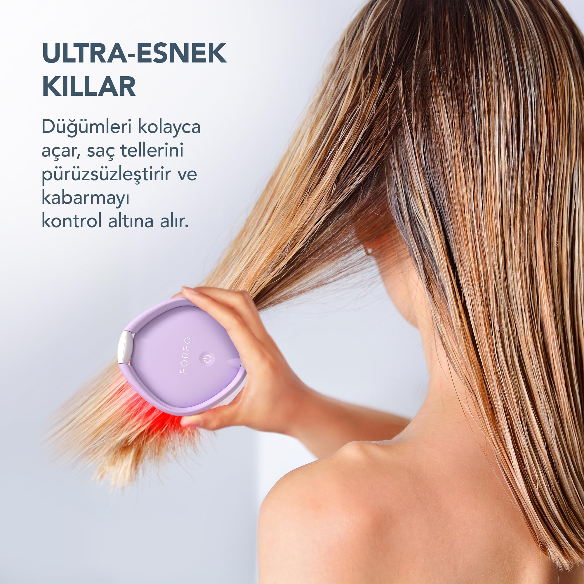 FOREO FLIP Play Advanced LED Light Hairbrush - Multi-Functional 3-in-1 Hair & Scalp Tool with Red, Blue & Green Light Modes – Designed to Support Scalp and Hair Appearance - I Lilac You!