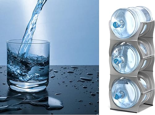 Miniatura 8 de Estante apilable para almacenamiento de botellas de agua, organizador de 5 galones, soporte para jarra para gabinete de cocina y organización de