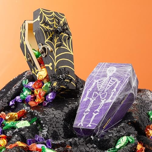 Miniatura 3 de Bright Creations Paquete de 6 cajas de ataúd de madera sin terminar con tapas con bisagras, decoración de ataúd para manualidades, recuerdos de