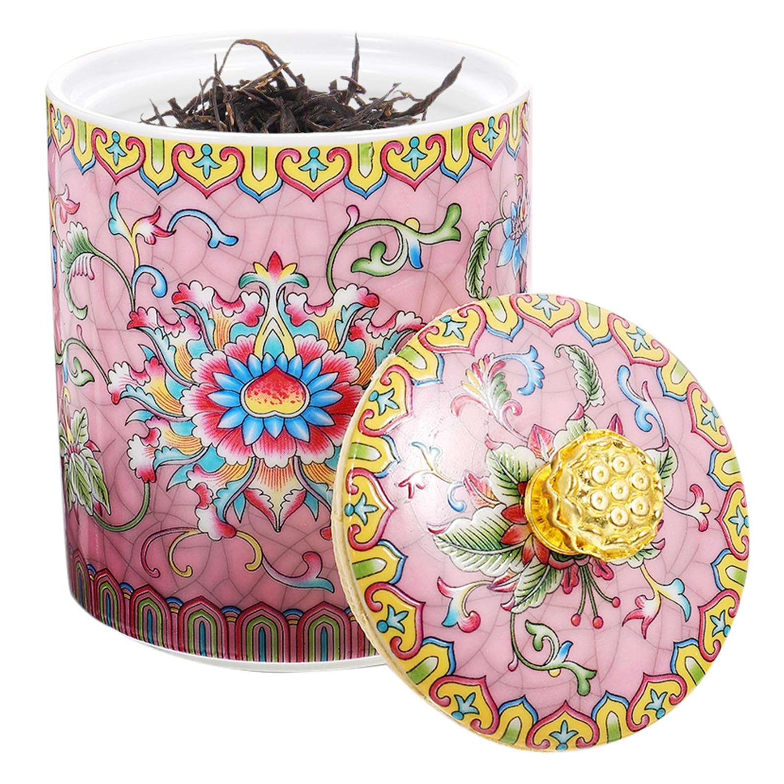 SOIMISS Ceramic Kitchen Canisters Tea Canister with Airtight Cover Vintage Small Jar for Candy and Loose Leaf Tea Storage