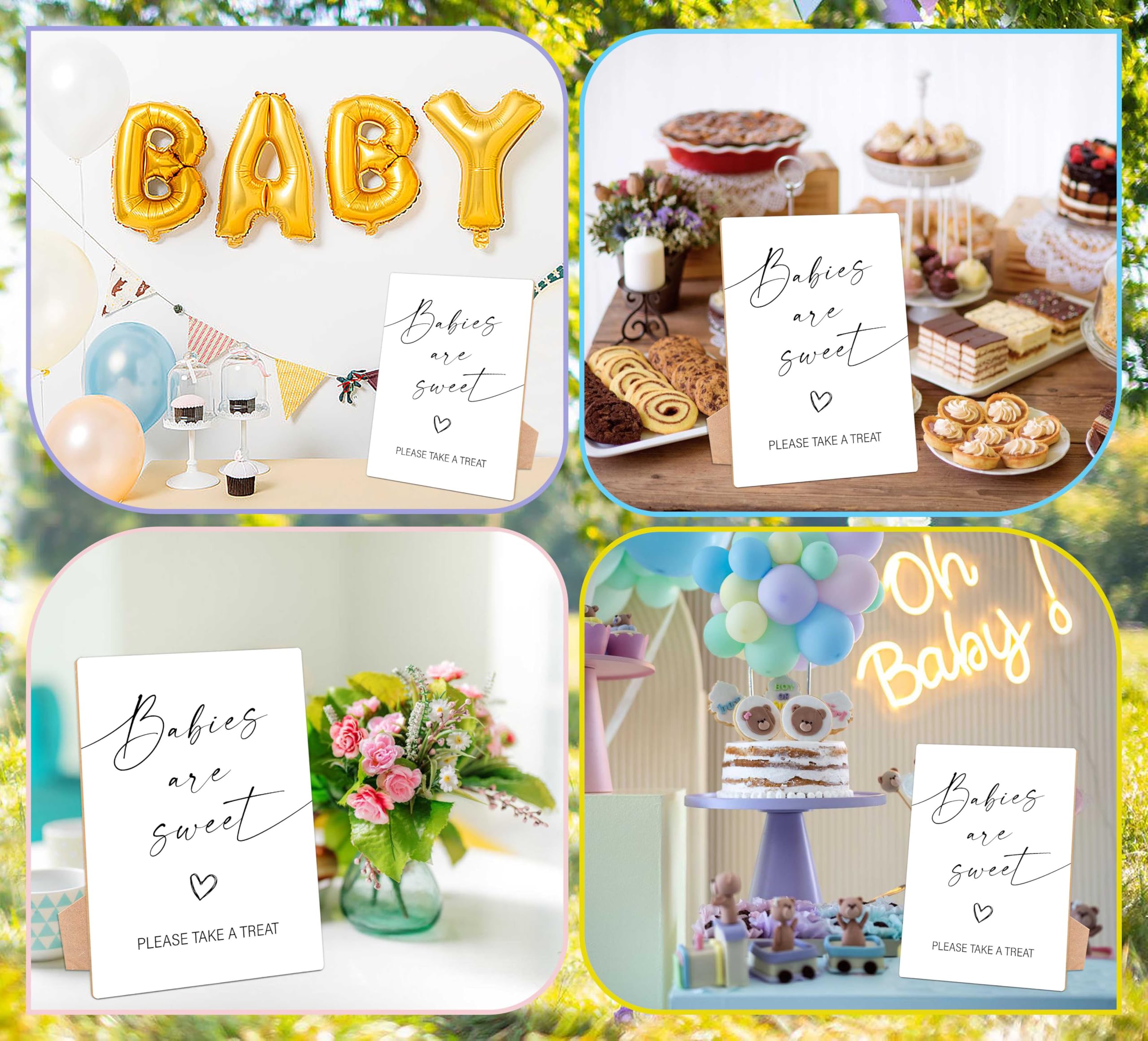 Minimalistyczny znak na stolik na baby shower, 'Babies Are Sweet Please Take a Treat', 1 drewniany znak stołowy ze stojakiem, nowoczesne artykuły na baby shower, dekoracje imprezowe ujawniające płeć