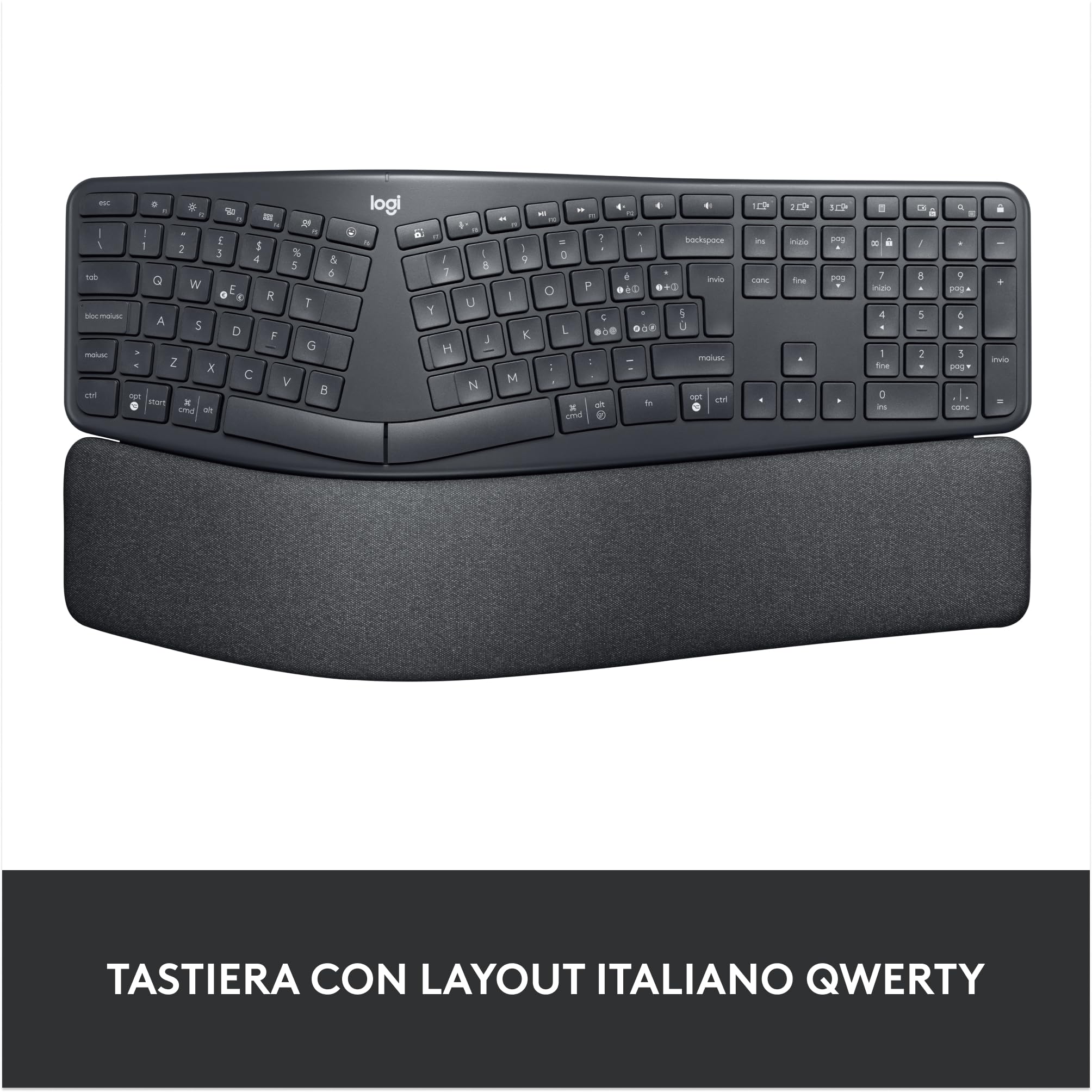 Keyboard ERGO Logitech K860 Split Wireless Italian QWERTY Grey - Dettaglio