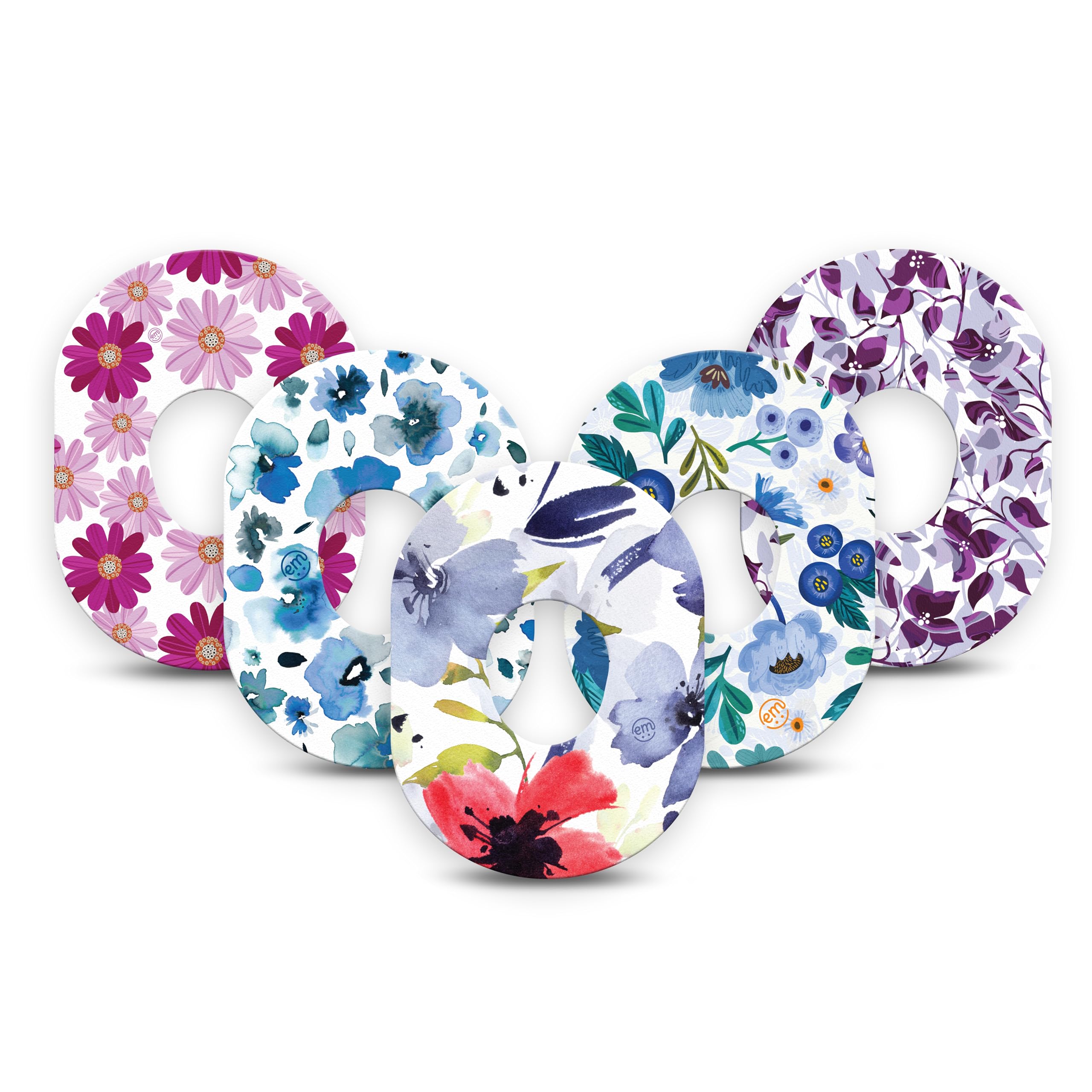 ExpressionMed - Adhesive Patches for Dexcom G7 and Stelo (5-Pack) - Made in The USA, Waterproof, Split Backing, CGM Tape (Flower Bomb)