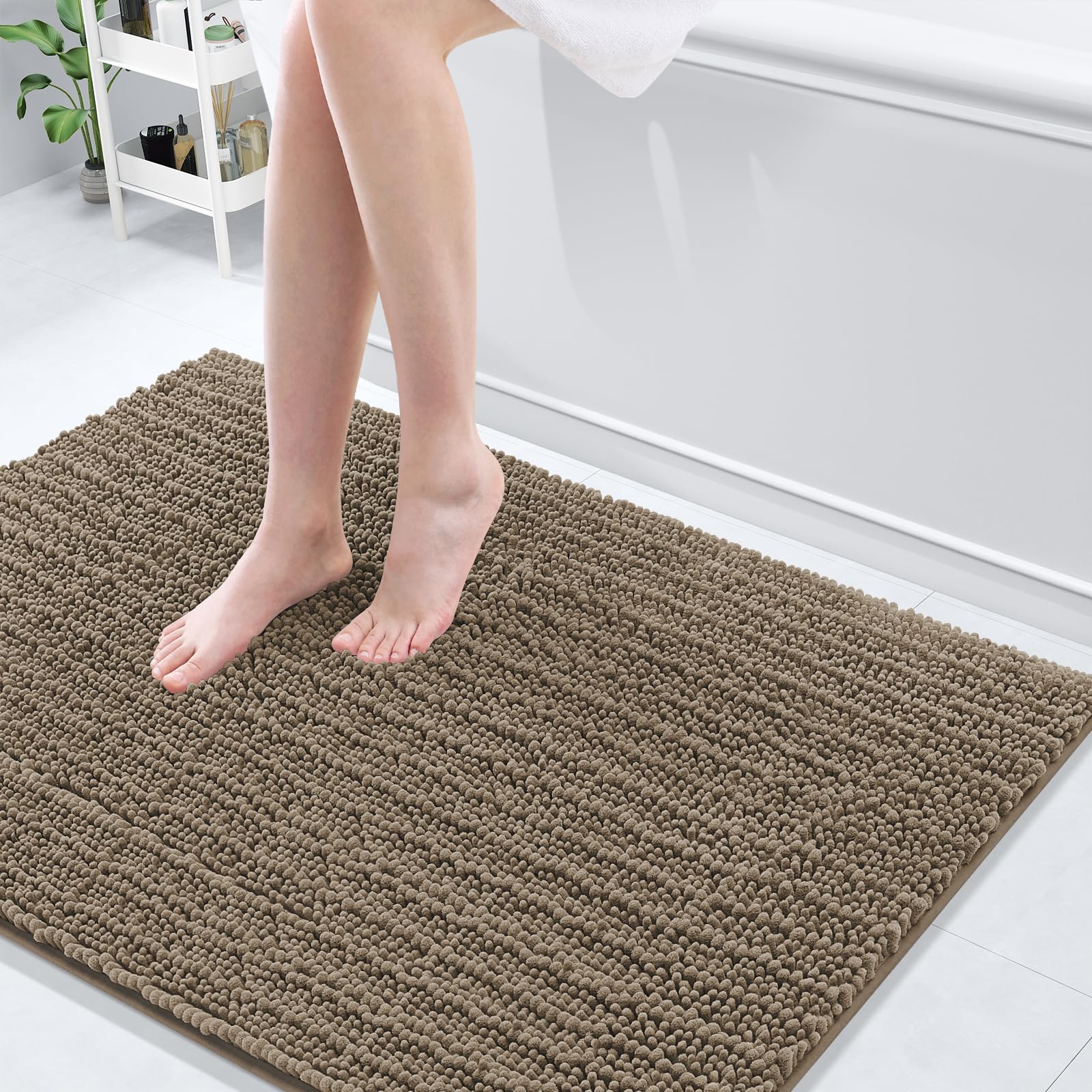 Arotive Luxury Chenille Bathroom Rug Mat, Extra Soft Thick Absorbent Shaggy Bath Rugs, Non-Slip Machine Wash Dry, Plush Bath Mats for Bathroom, Shower