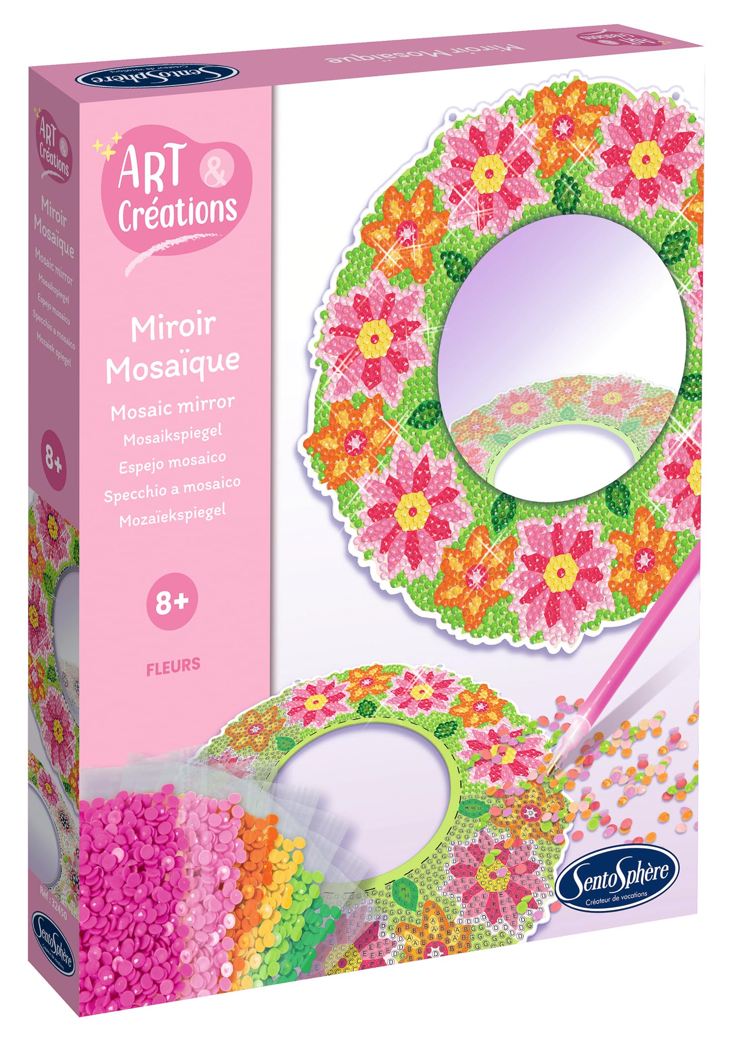 Sentosphère Art & Creations Mosaic Mirror Flowers, Multi-Coloured, Enfant - Image 3