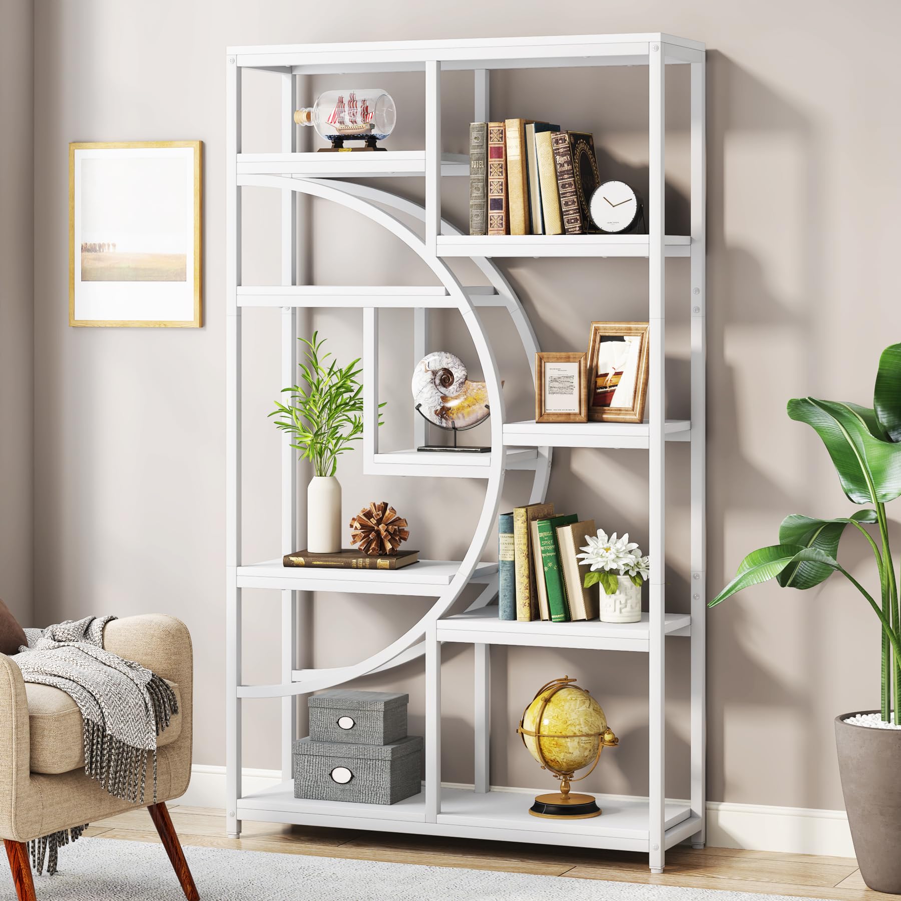 Tribesigns Bookshelf Industrial 5 Tier Etagere Bookcase, Freestanding Tall Bookshelves Display Shelf Storage Organizer with 9-Open Storage Shelf for Living Room, Bedroom