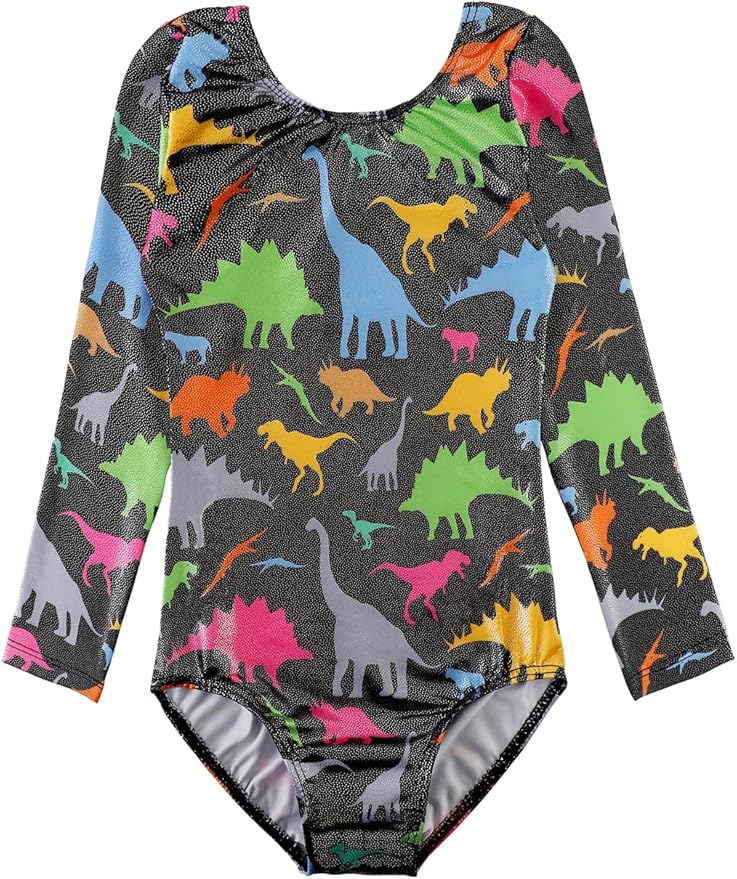 HOZIY Long Sleeve Leotards for Girls Gymnastics Kids Toddler Tumbling Outfits Floral Unicorn Galaxy Rainbow Stripe Pattern