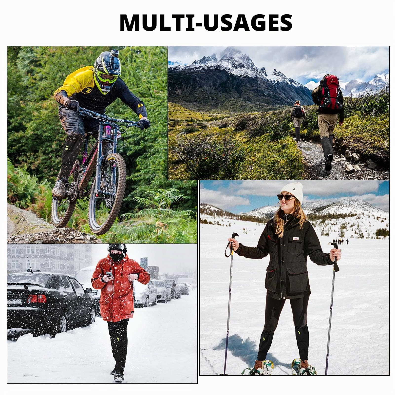 ROCKBROS Guêtres de Pluie Chaudes Imperméables Guêtres de Neige pour Randonnée en Plein Air, Escalade Homme Femme S-3XL