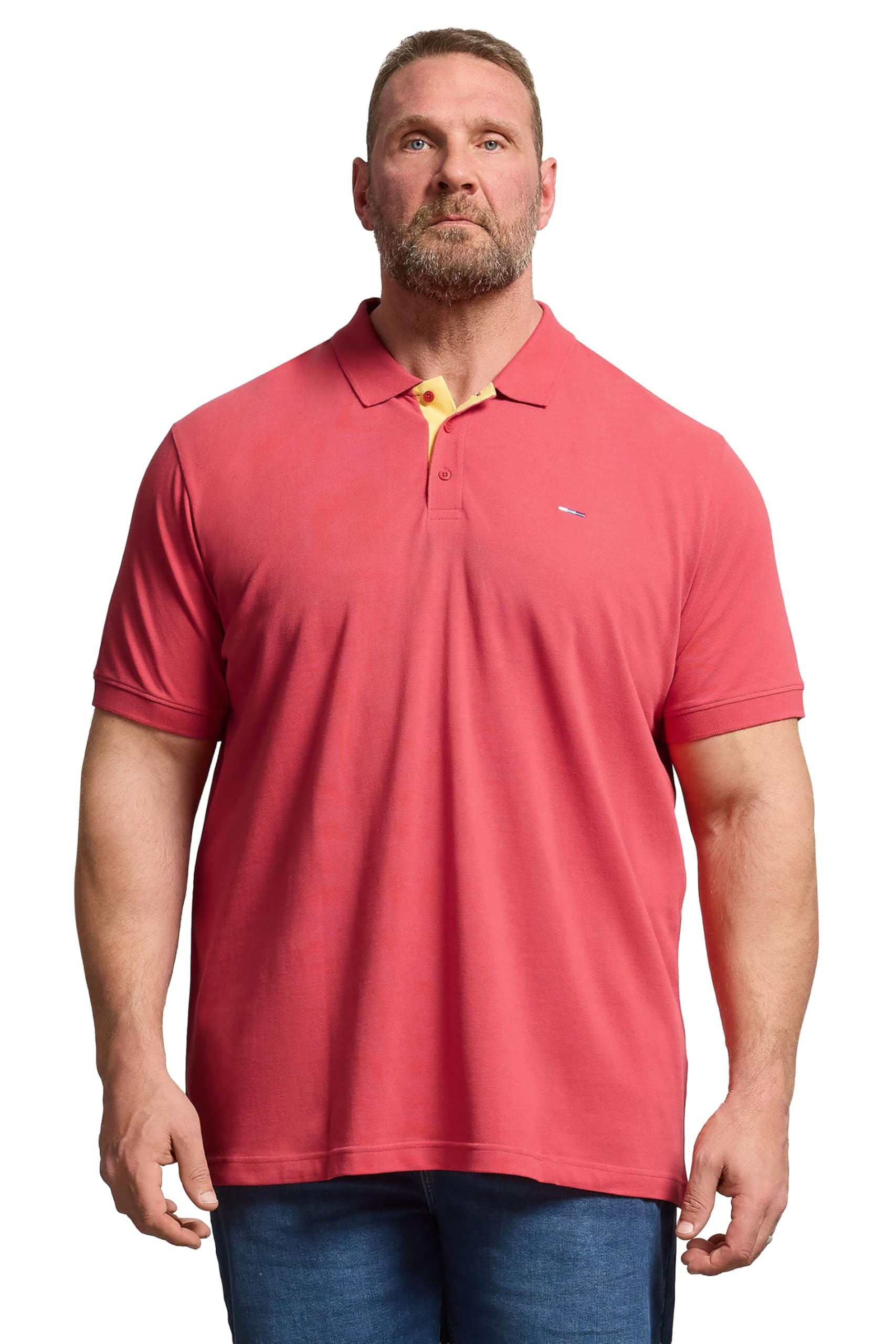 BadRhino Contrast Placket Polo Shirt, Pink, Size 7-8Xl, Men