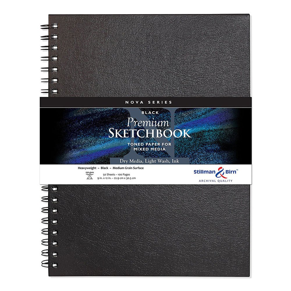 Stillman & Birn Nova Series Black Wirebound Sketchbook, 9" x 12", 150 GSM (Heavyweight), Paper, Medium Grain Surface