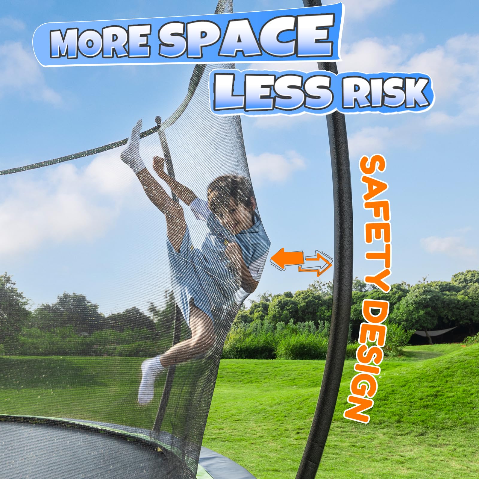 BCAN Trampoline 16FT Recreational Trampoline with Enclosure for Kids Adults, ASTM Approved, Outdoor Trampoline with Ladder for Kids - BL