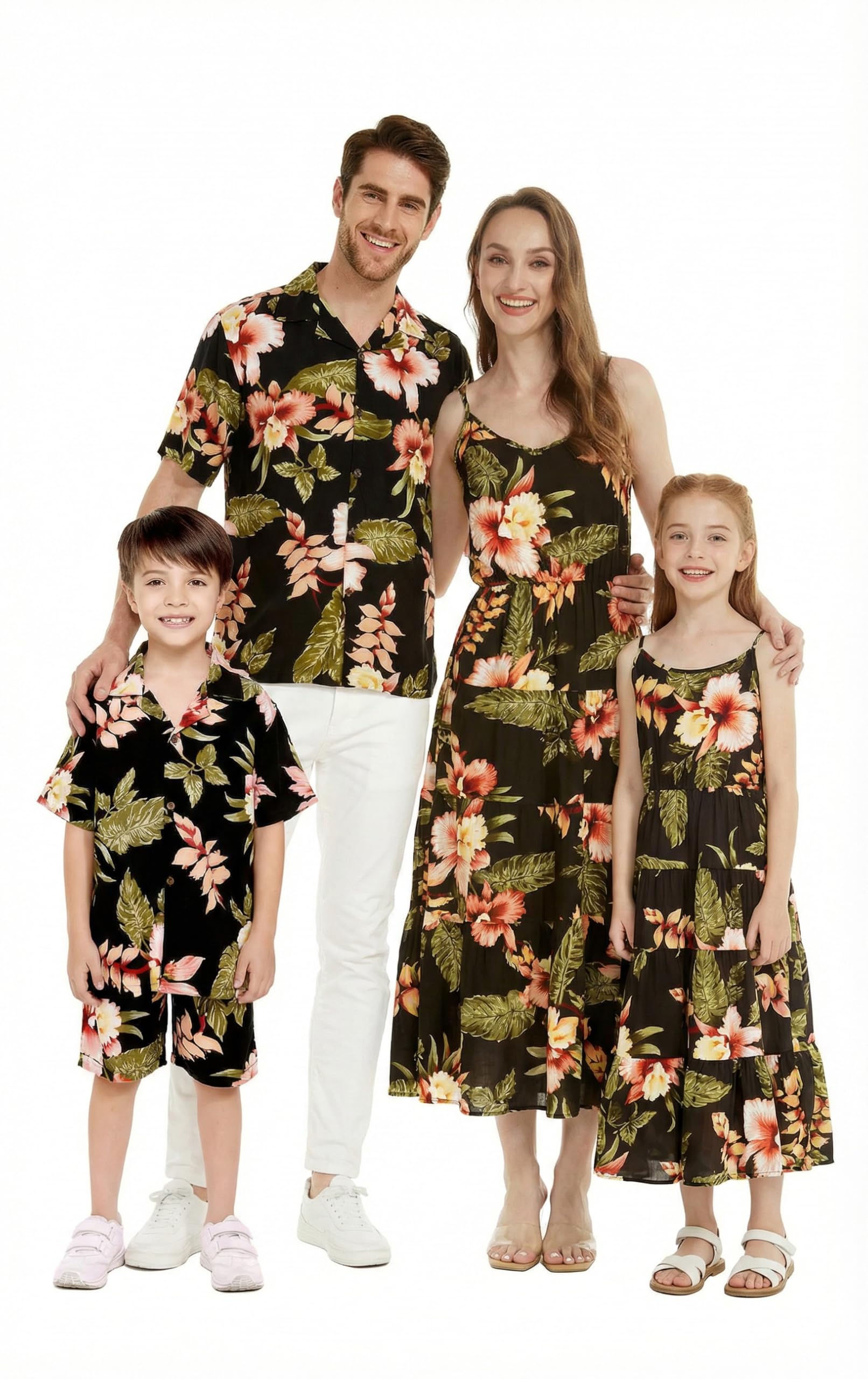 Family Matching Hawaiian Clothes, Black Rafelsia