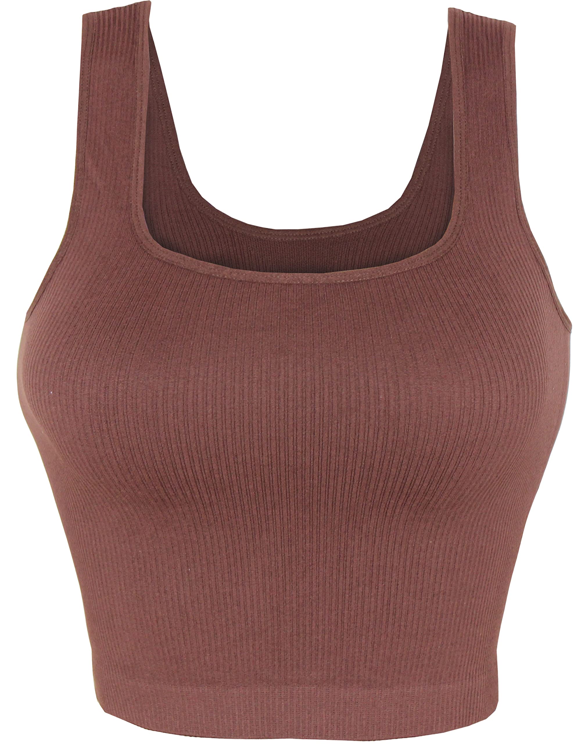 AKAMC Women's Washed Seamless Rib-Knit Camisole Crop Tank Tops Sleeveless Racerback Sport Tank