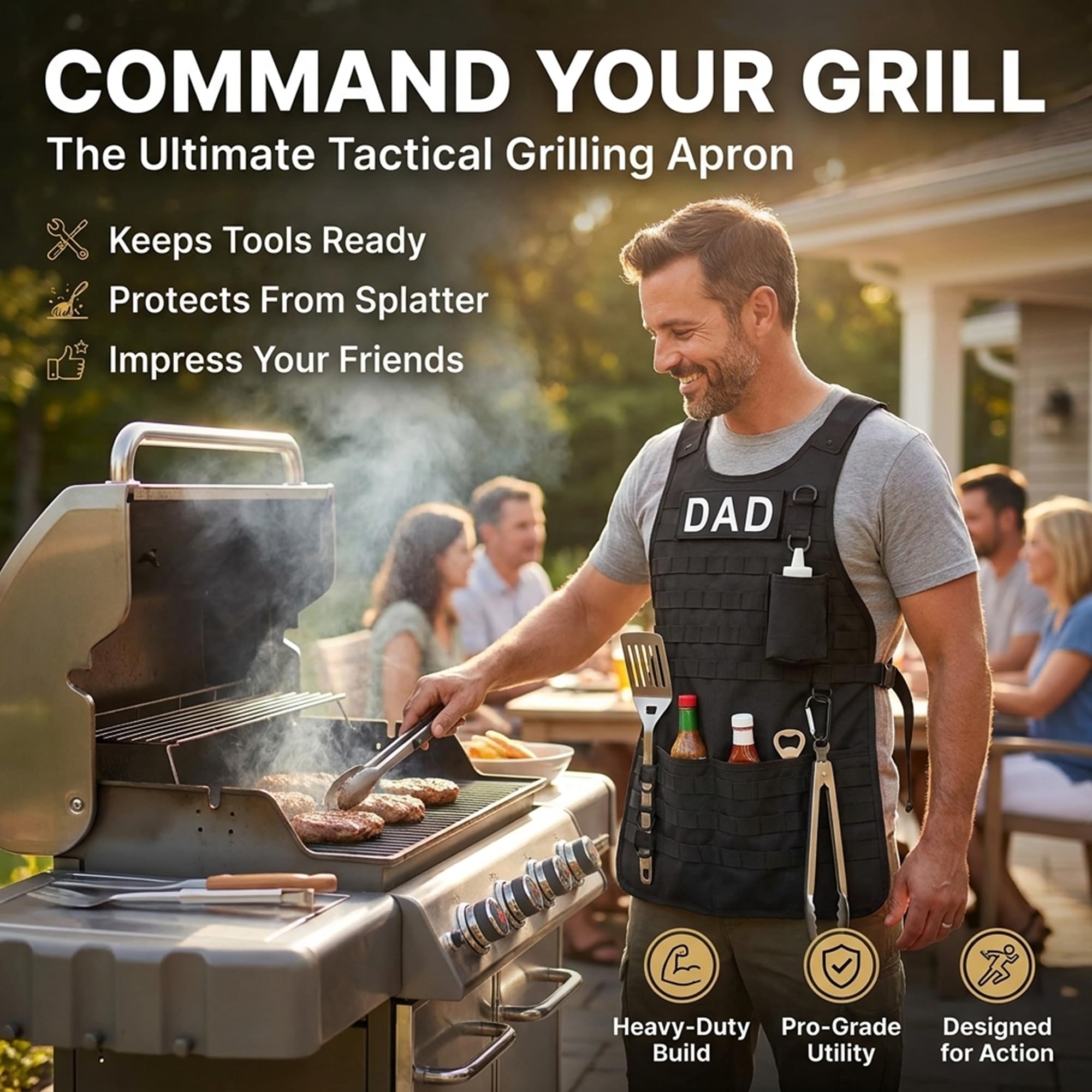 Tactical BBQ Grillschürze mit Karabiner und Flaschenöffner