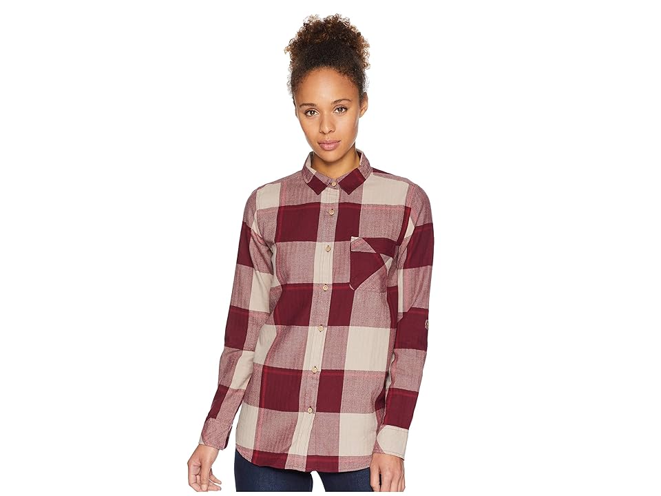 

tentree Kimberly Long Sleeve Button Up (Burgundy Plaid) Women's Clothing