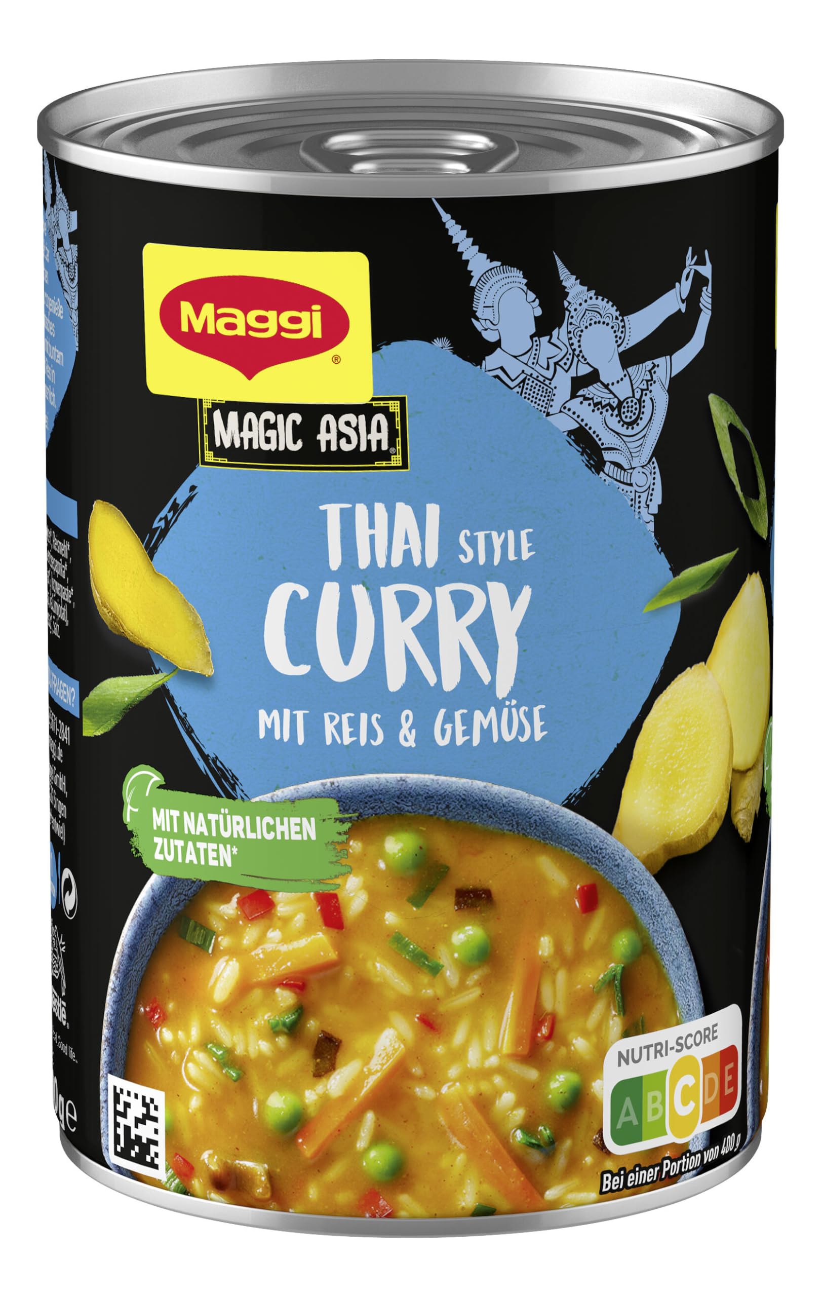 MAGGI Magic Asia Thai Style Curry, leckeres veganes Fertiggericht mit Reis & Gemüse, 10er Pack (10 x 400g)