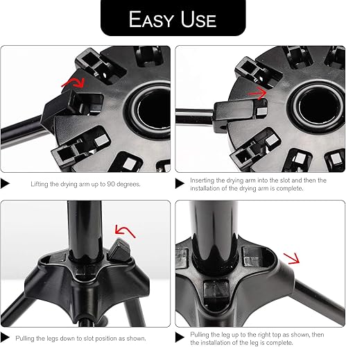 Miniatura 3 de Ourokhome Estante de secado de pasta plegable, soporte de plástico para secadora de fideos con 10 asas de barra para espaguetis frescos caseros,