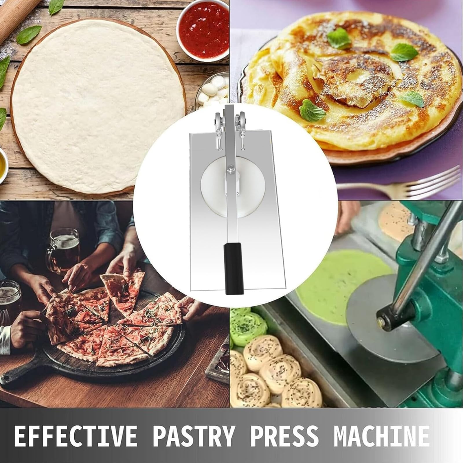 UMJIGF Manual Dough Presses, Adjustable Angle Tortilla Pastry Press Machine for Commercial, Labor-Saving Non-Stick Pizza Pasta Making Tools, Suitable for Pizza Dough, Pancake, Tortilla,20,20CM