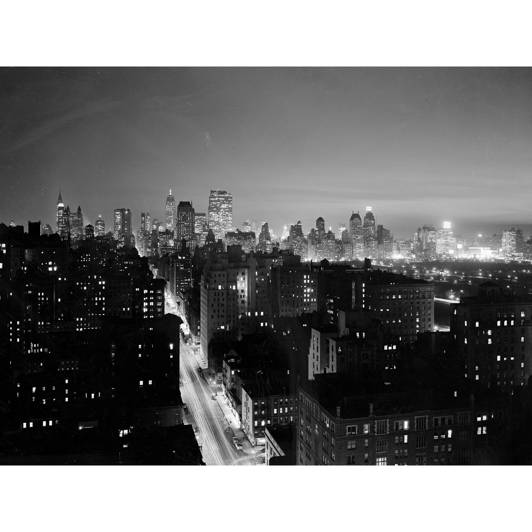 Artery8 Gottscho New York Madison Avenue Night 1937 Photo Premium Wall Art Canvas Print 18X24 Inch