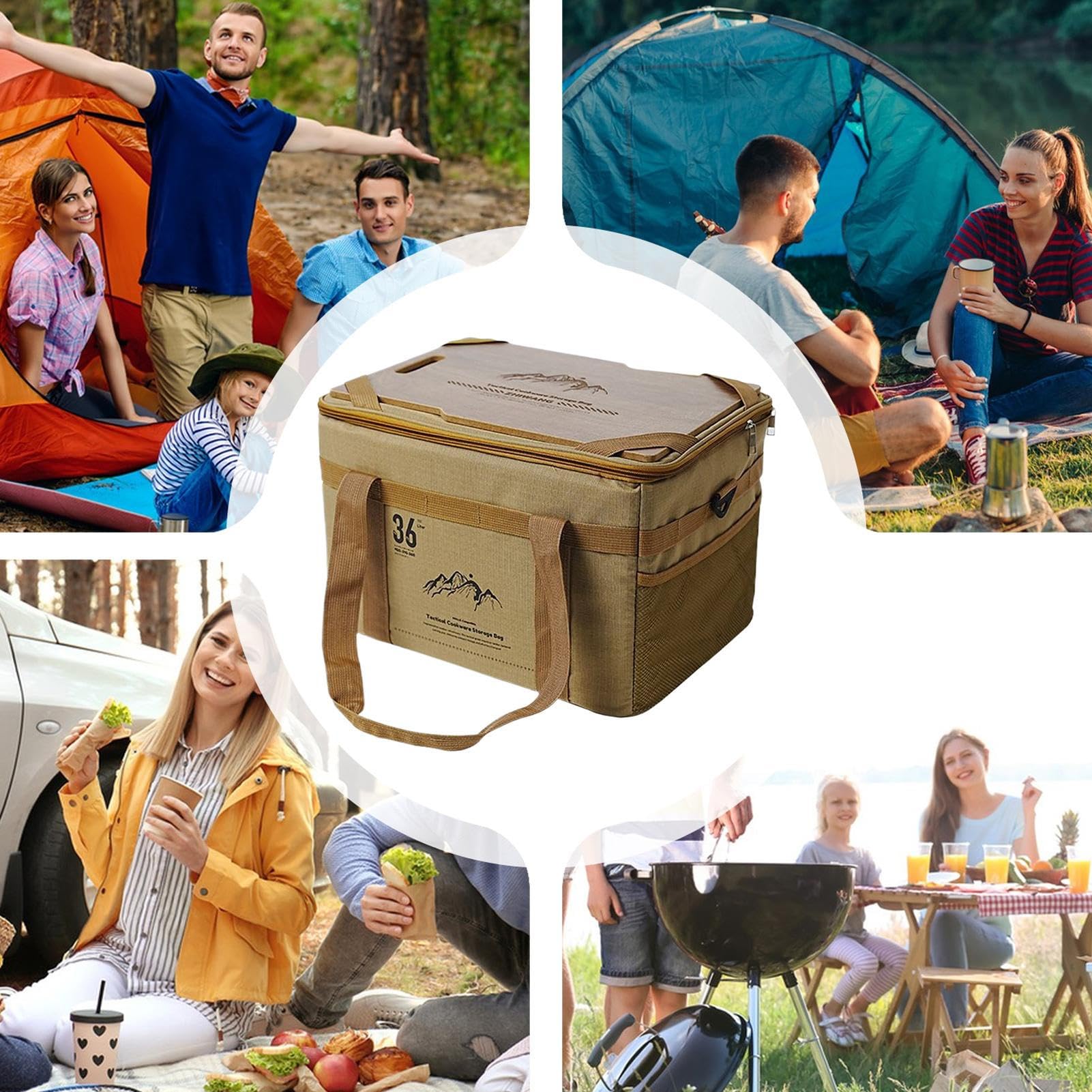 Borsa di Stoccaggio per Campeggio Organizzatore Bagagliaio per Attrezzatura | Organizzatore Multiuso per Cucina Auto Viaggio Bagno Spiaggia