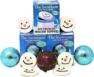 The Snowman and the Snowdog Hot Chocolate Bomb (2 x 45g) and Marshmallow Toppers (60g) Gift Set - Xmas Eve Box Festive Treat Stocking Fillers