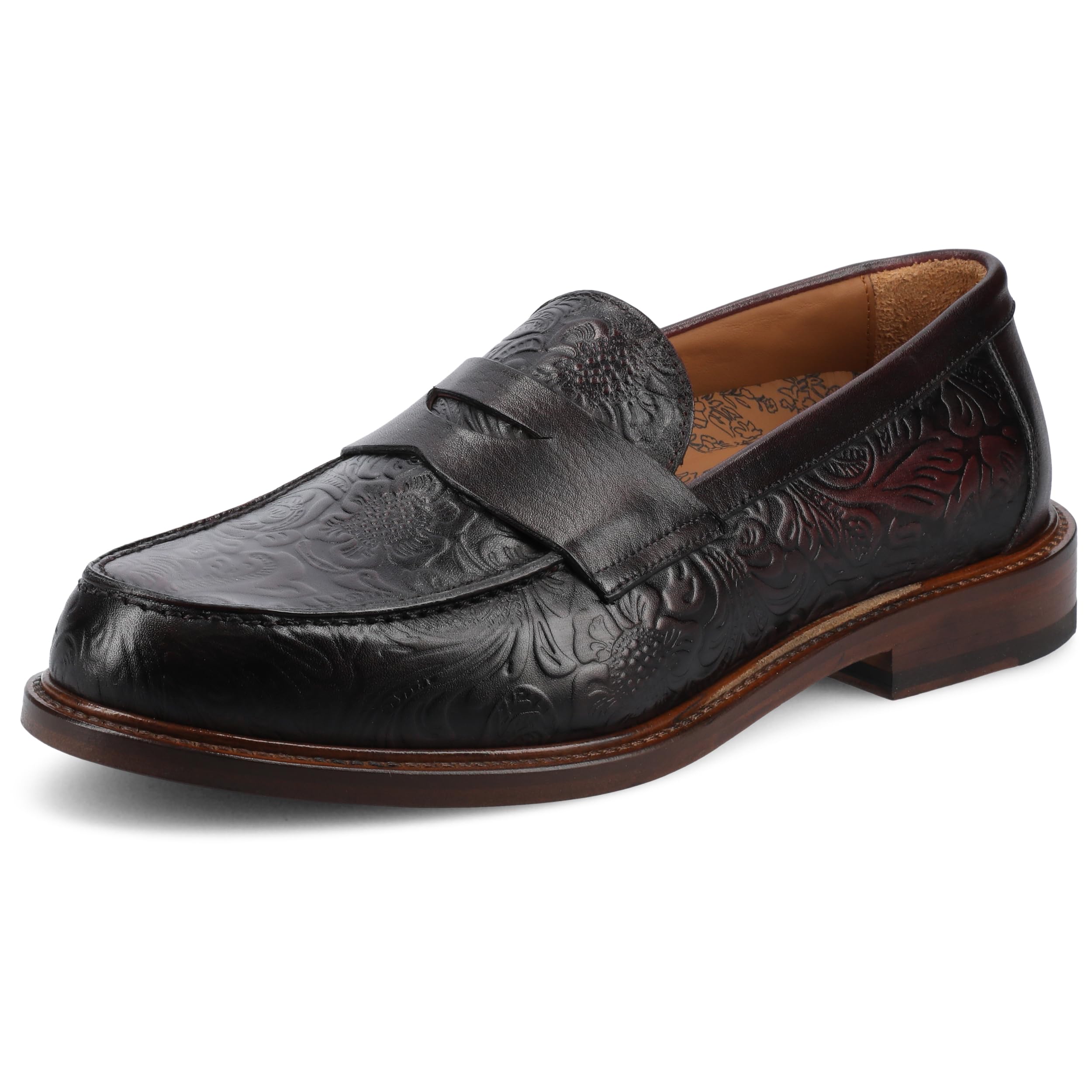 TAFT Mens Jack Medium and Wide Width Dress Penny Loafer Genuine Leather lace up Cushioned…