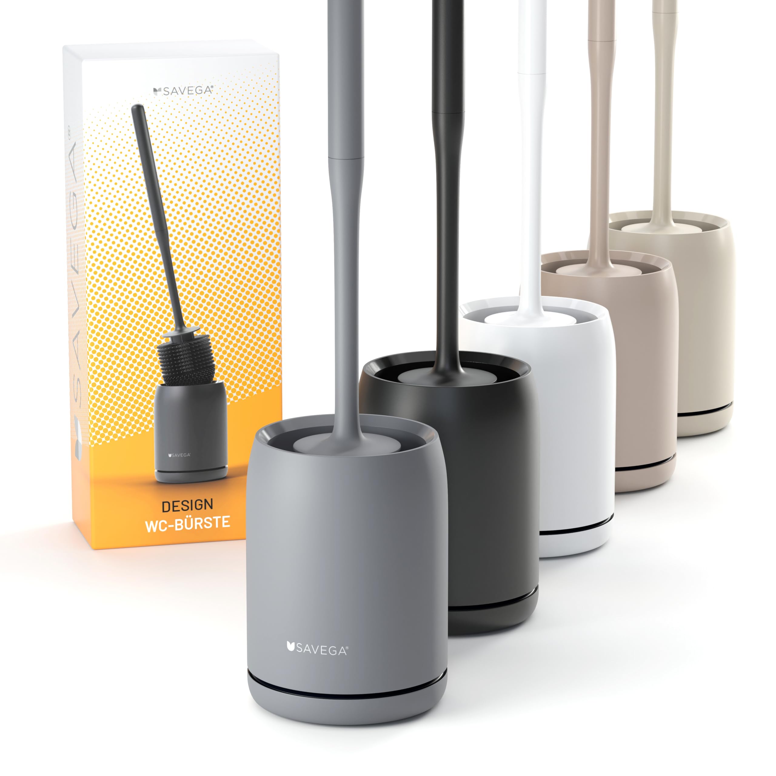 SAVEGA – Klobürste aus Silikon – Toilettenbürste für die Wandmontage – WC Bürste ohne Bohren - Klobürstenhalter - Toilet Brush - WC Bürstengarnitur – Toilettenbürstenhalter - Toilet Brush (Grau)