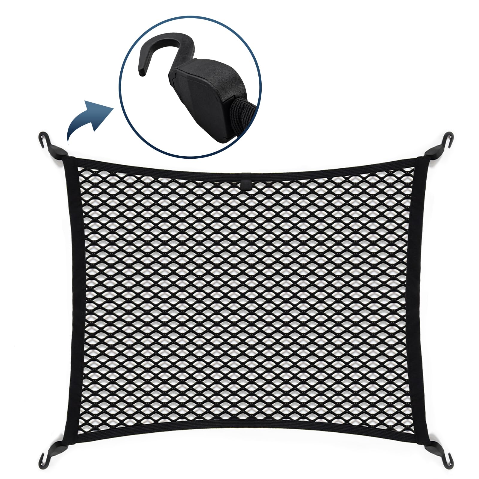 Rete Portaoggetti Tasca Oganizer, Universale Elastica 80 x 60 cm Rete Bagagliaio Auto per il Bagagliaio per Fissare il Carico con Ganci in ABS Perfetto per Renault, Peugeot, Audi
