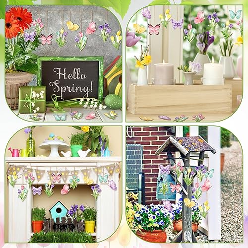 Miniatura 10 de 36 adornos de flores de primavera para árbol, decoraciones boscosas de primavera, camión, tulipán, granja, tulipán, primavera, tulipán, decoración