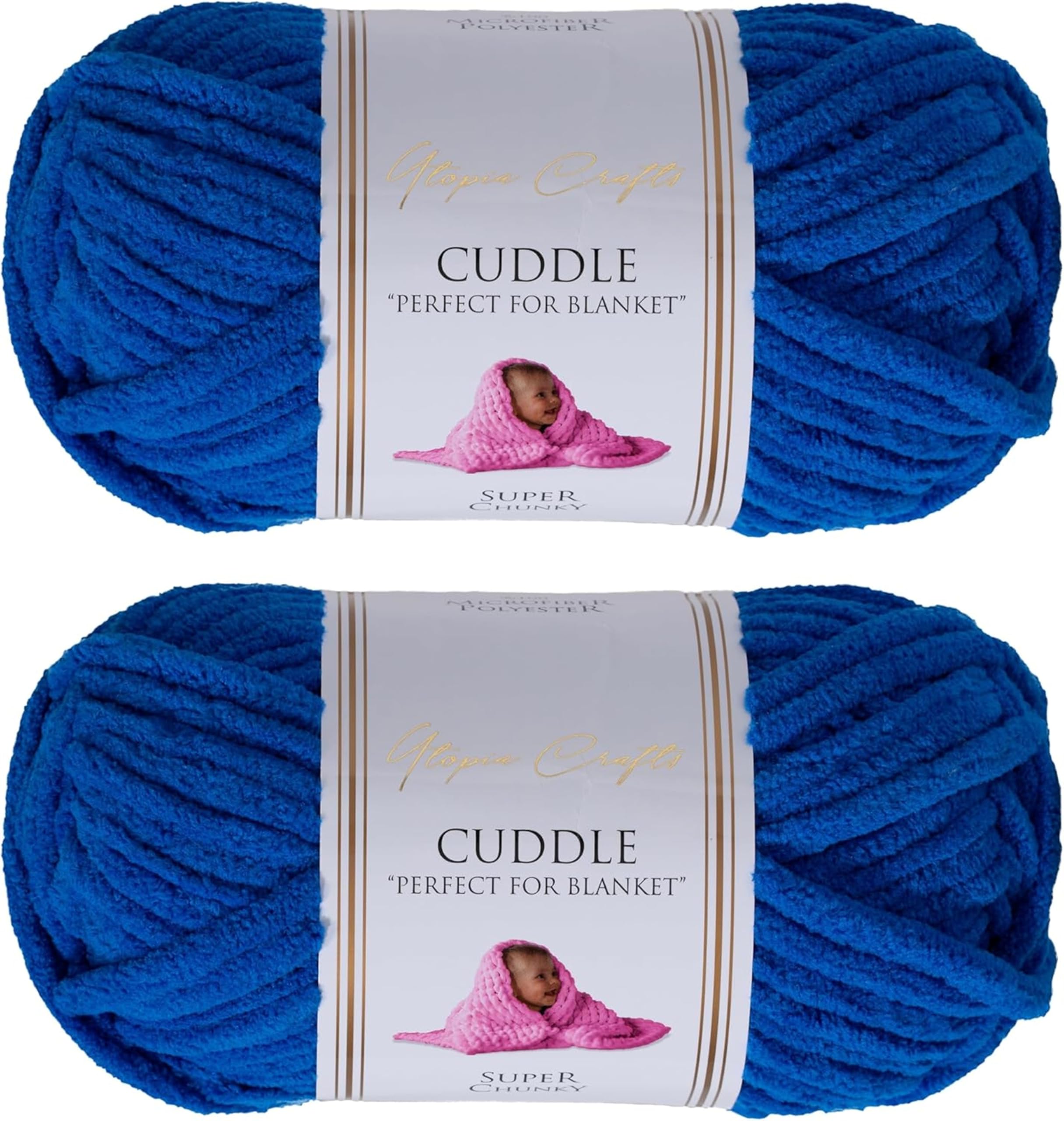 Utopia Crafts Cuddle Super Chunky Chenille Soft Yarn 2X 100g (Royal Blue)