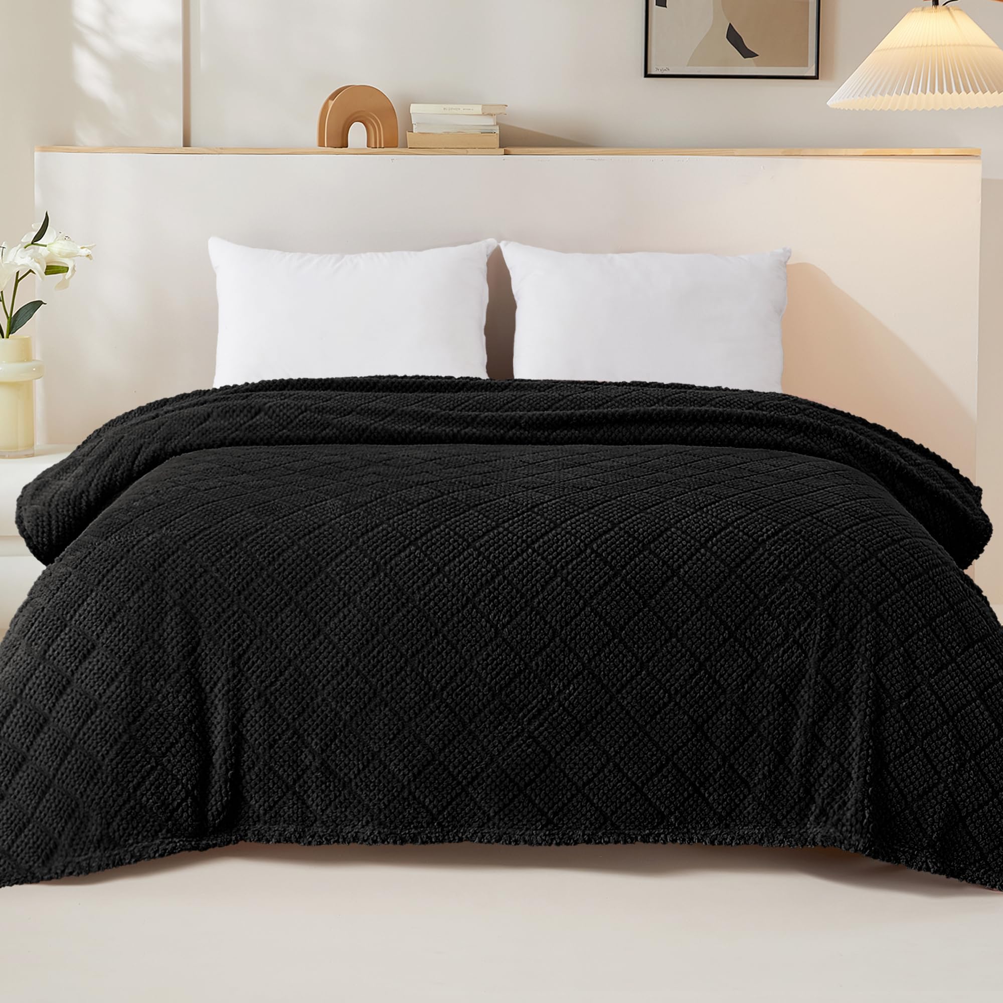 Whale Flotilla Fuzzy Fleece Double Size Blanket for Bed 150x200 CM Soft Fluffy Jacquard Waffle Blankets for All Season Lightweight and Warm - Image 2