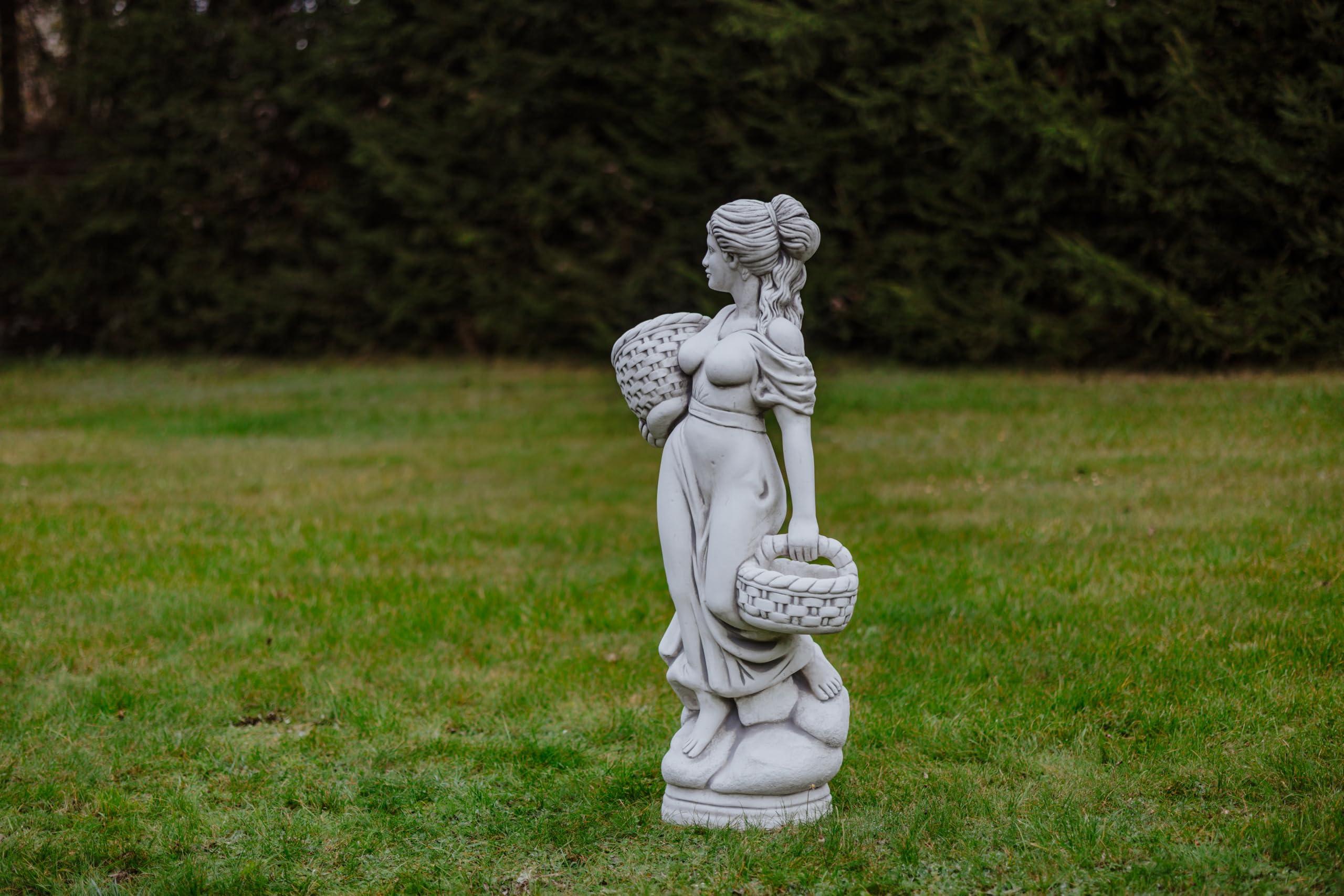 gartendekoparadies.de Frauen-Statue Antiker Stil, Grau, H. 133 cm | Steinfigur, Frostsicher, Steinguss, Für Außenbereich, 147 kg