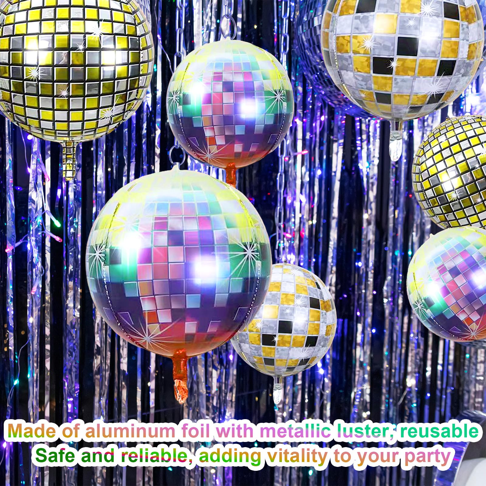 12 Stück Discokugel-Ballons – 22 Zoll, 4D-Metallfolie, Für Disco-Partys & Mottos