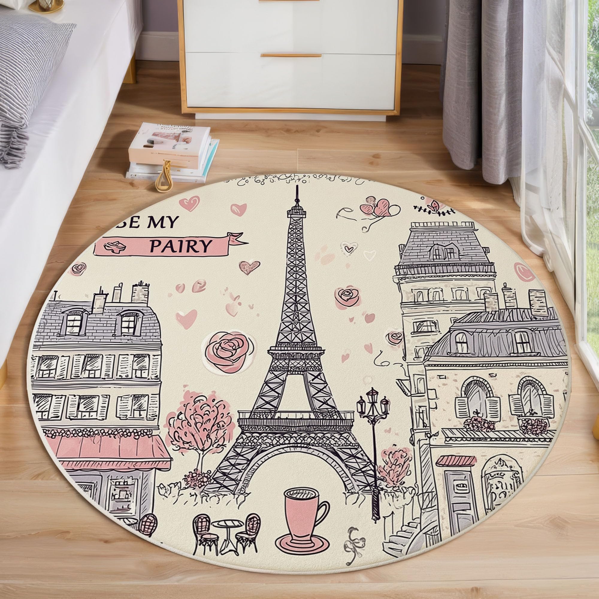 Tapis lavable beige 160 cm doux et antidérapant pour protéger les sols du salon et de la cuisine