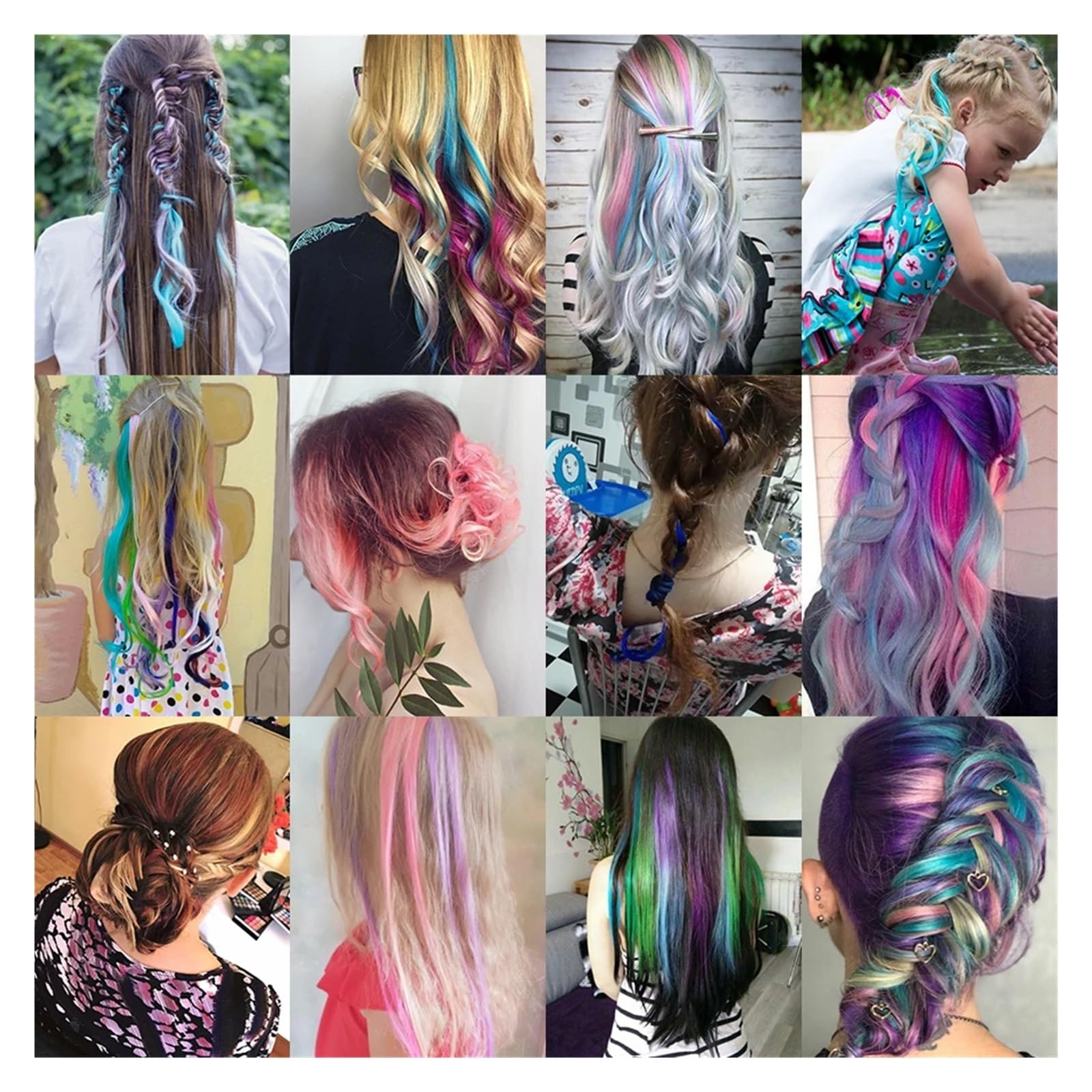 Extension de cheveux en plumes 5 pcs Extensions de Cheveux à Clip Synthétiques Droite Mèches de Cheveux Synthétiques Longs Cheveux Ombre Rose Violet Rouge Bleu (Color : Q 29, Size : 20inches)