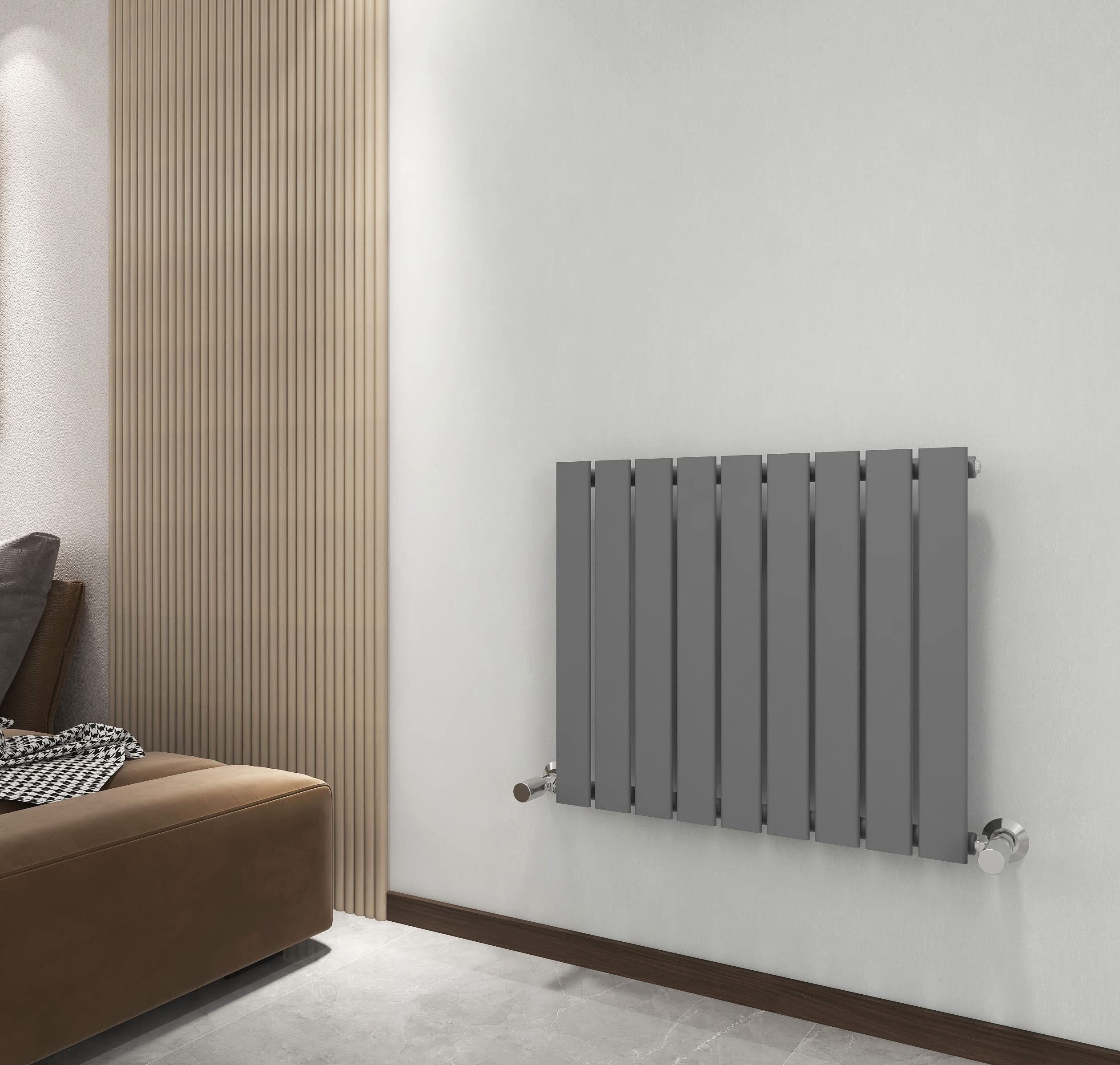 Radiator Horizontal Vertical Designer Flat Panel Central Heating Radiator 600mm Height (600x612mm Single, Anthracite)