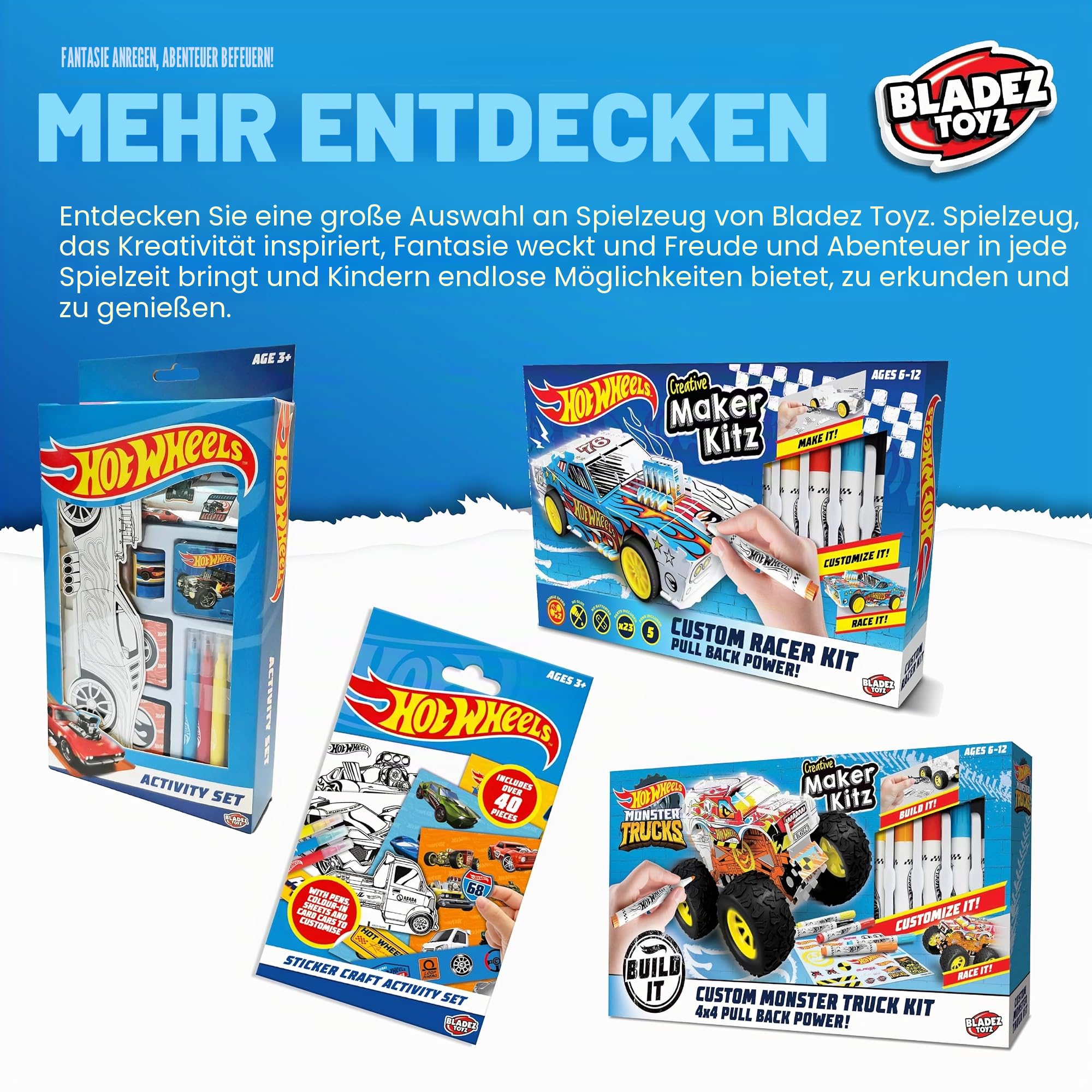 BLADEZ Hot Wheels Hawk 24 Racing Quad Age 8+ Remote Control Drone Flying Toy Perform Stunts and Race RC 2.4GHz with Lights Crash Resistant Licensed Toy Toyz