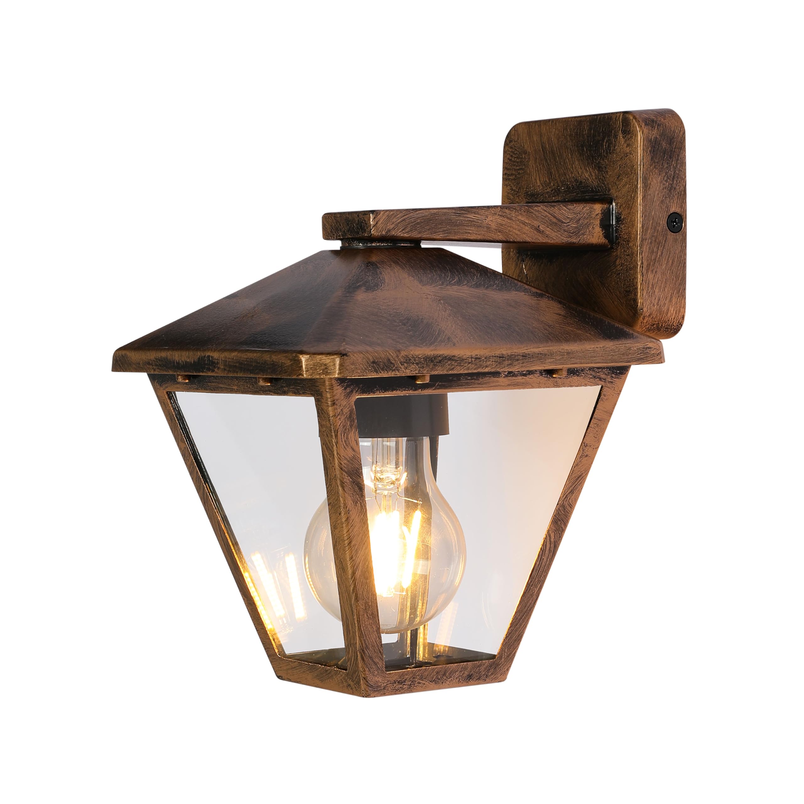Tekled Antique Bronze Gardens Paravento Outdoor Lantern Wall Light | E27 Compatible Lighting Fixture | Weatherproof Assurance Ip44 | For Entryways Facades Patios Garages | Downward/ (Bulb Not Included)