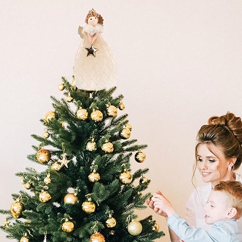 Miniatura 5 de VILLCASE Decoración para árbol de Navidad, muñecos de felpa para árbol de Navidad, estatuas de ángel, adorno de ángel de dibujos animados, ángel con