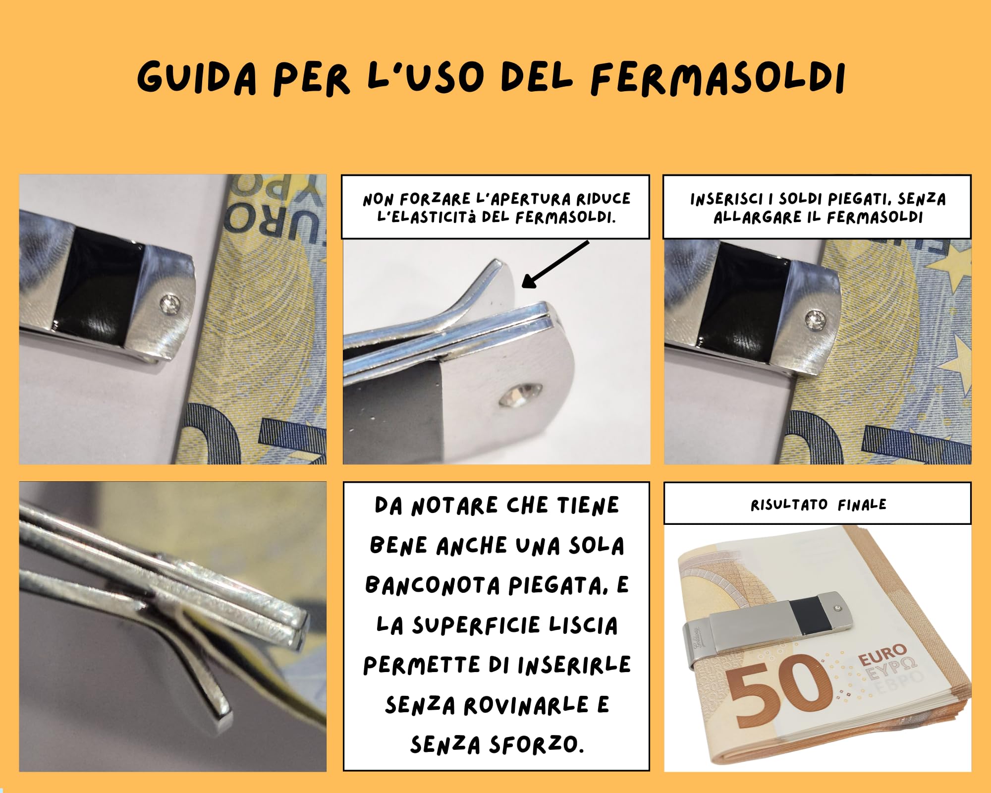 Goldway Ferma Soldi in Acciaio Inossidabile Clip Banconote Regalo Elegante Uomo Donna Placcato in Oro Bianco con Incisione Personalizzata spotify Codes (Made in Italy) (Senza Incisione)